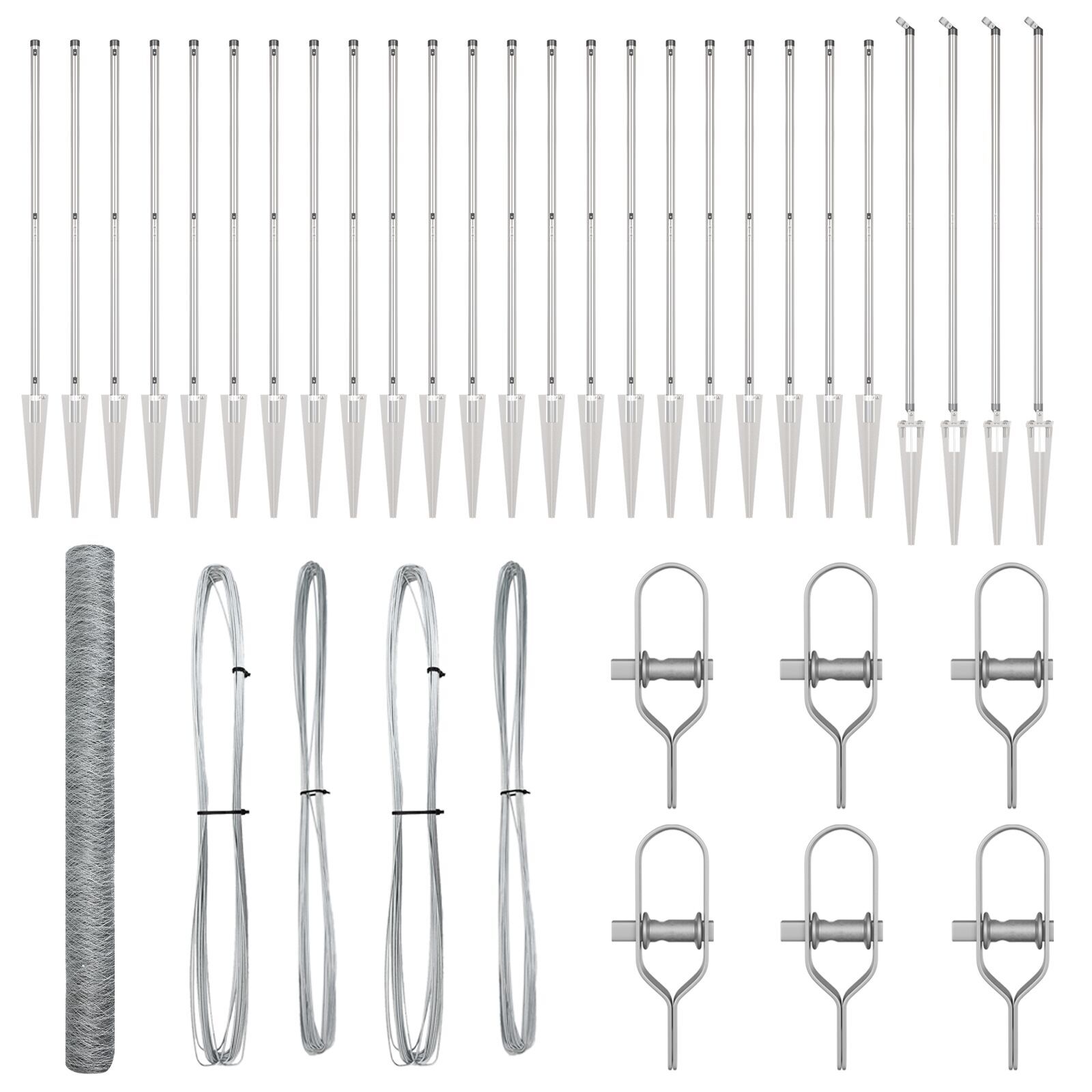 Gard Hexagonal 1.6x50 m Oțel Galvanizat, Piloni pentru Gard  cu Spike 13 pcs Ø32 mm 180 cm Oțel Galvanizat GartenMobel Dekor