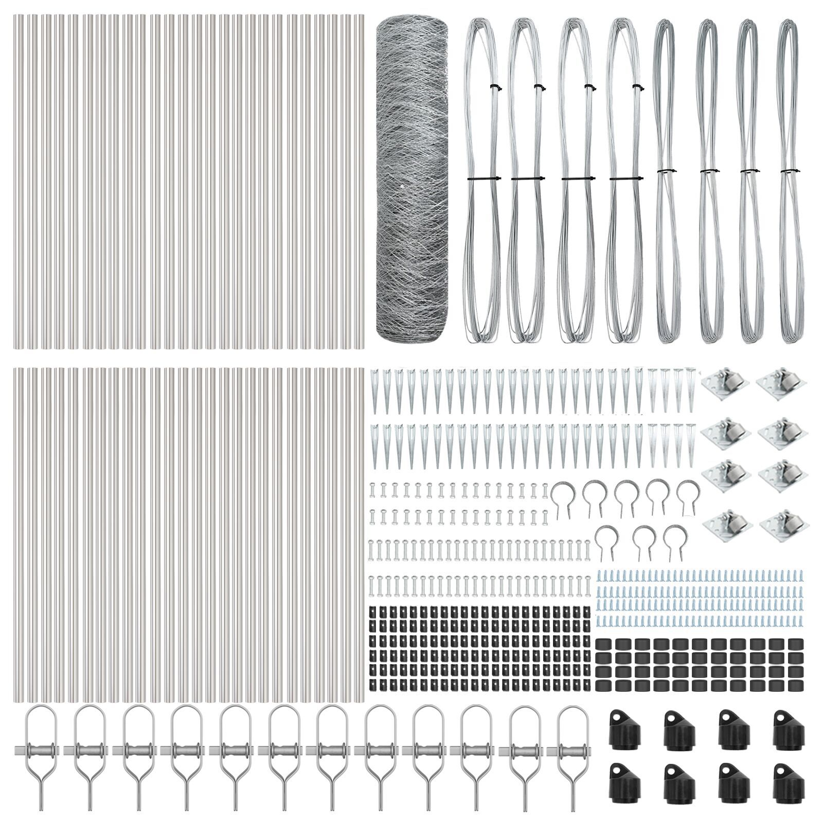 Gard hexagonal 0.5x100 m Oțel galvanizat, Piloni de gard  cu vârf 13 buc Ø32 mm 80 cm Oțel galvanizat GartenMobel Dekor