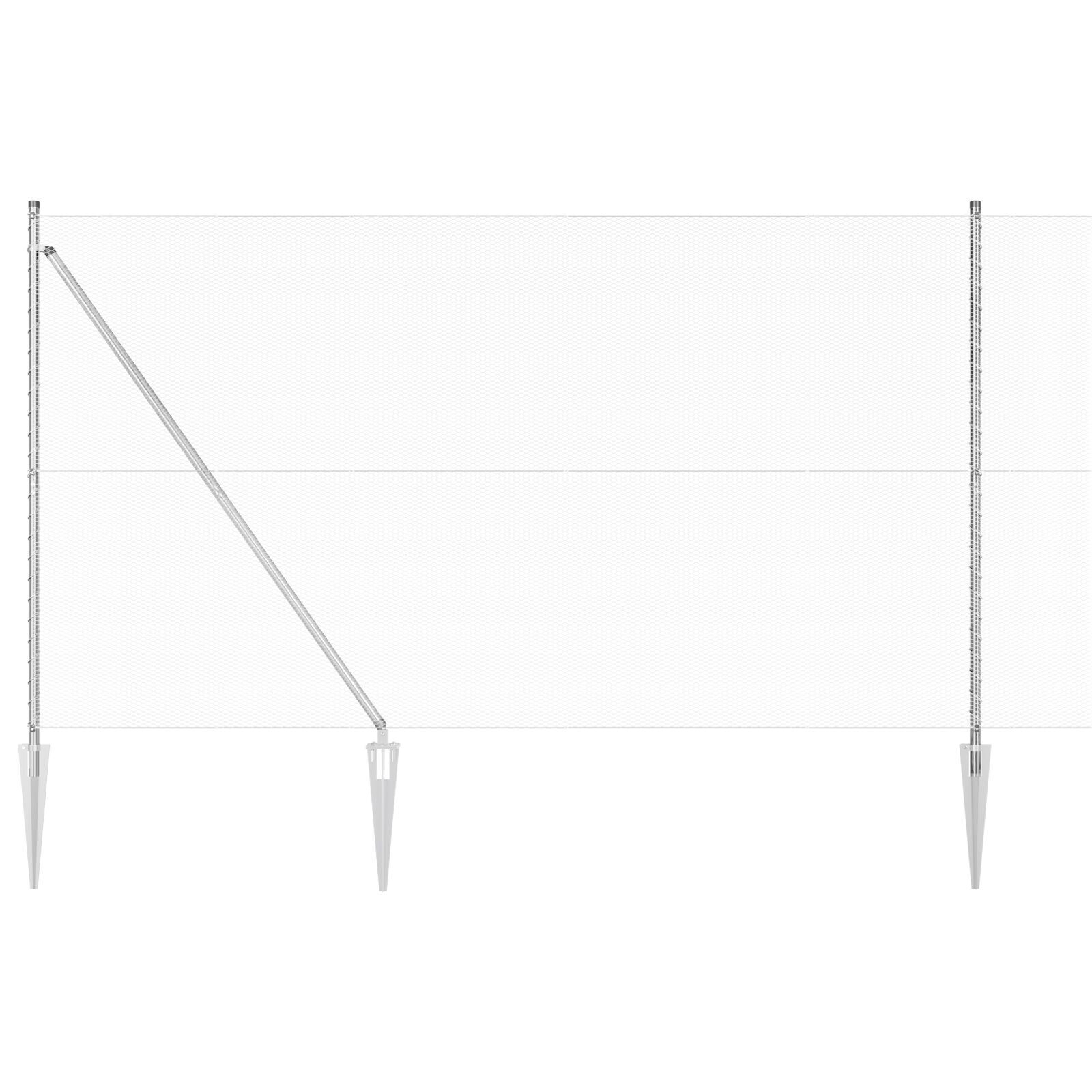 Gard hexagonal 1.6x50 m din oțel galvanizat,  Stâlpi de gard cu vârf 13 buc Ø32 mm 180 cm din oțel galvanizat GartenMobel Dekor