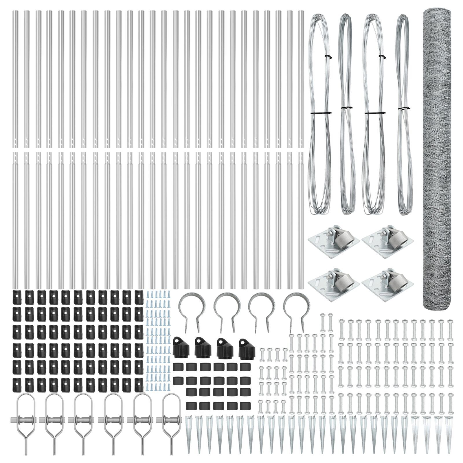 Îngrădire Hexagonal 1.5x50 m Oțel Galvanizat,  Stâlpi pentru îngrădire cu vârf 13 pcs Ø32 mm 170 cm Oțel Galvanizat GartenMobel Dekor