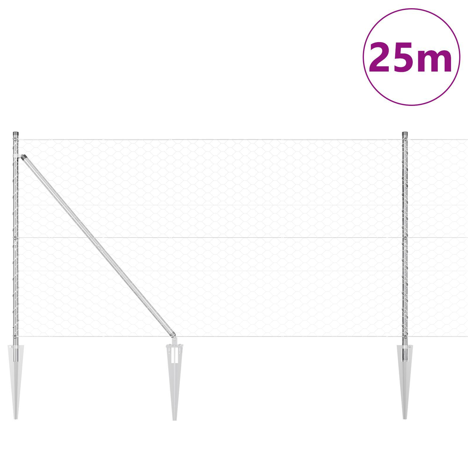 Set de Gard Set de 2 Oțel Galvanizat 25 x 1.2 m Durabil GartenMobel Dekor