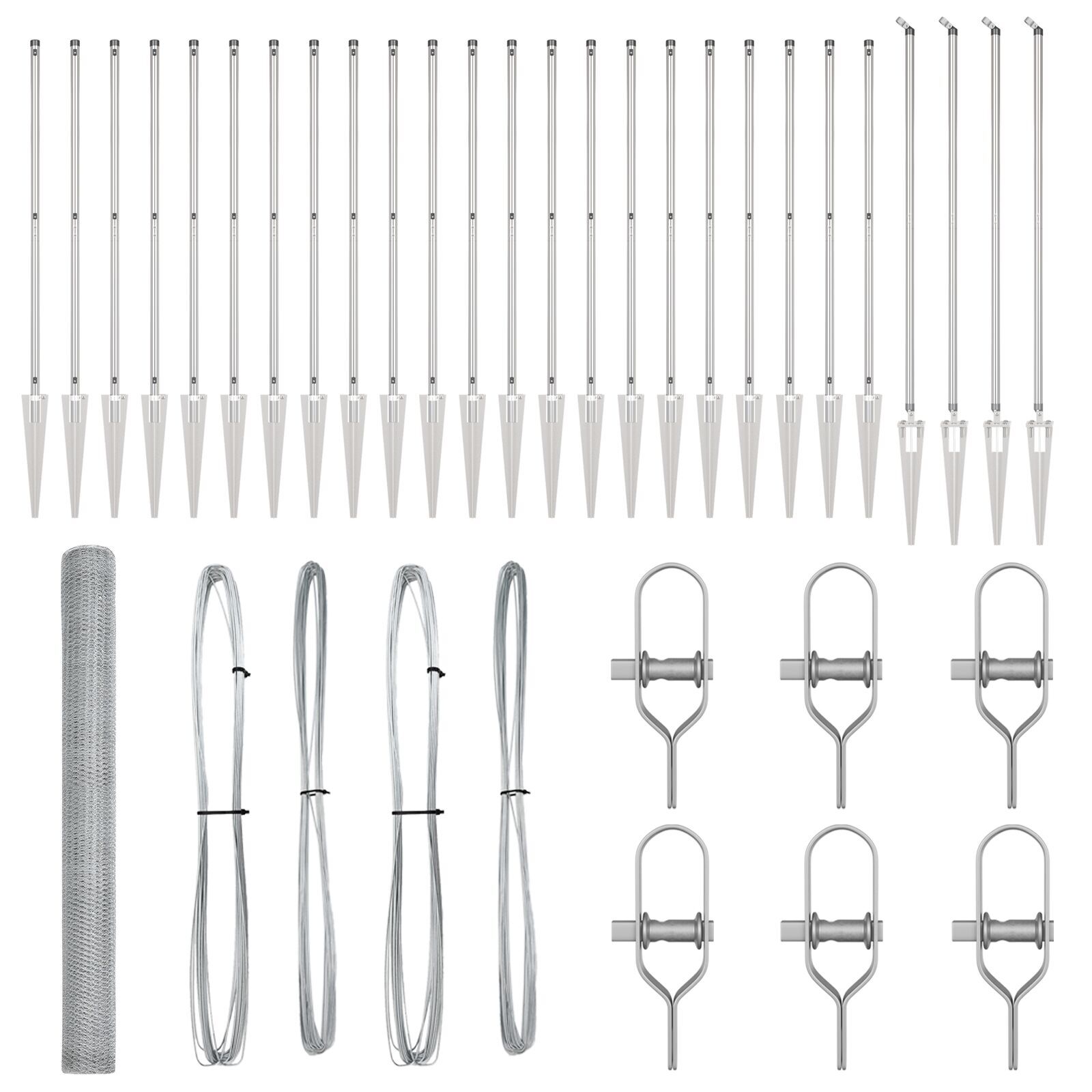 Gard Hexagon  1.5x50 m Oțel Galvanizat, Stâlpi Gard  cu Vârf 13 buc Ø32 mm 170 cm Oțel Galvanizat GartenMobel Dekor