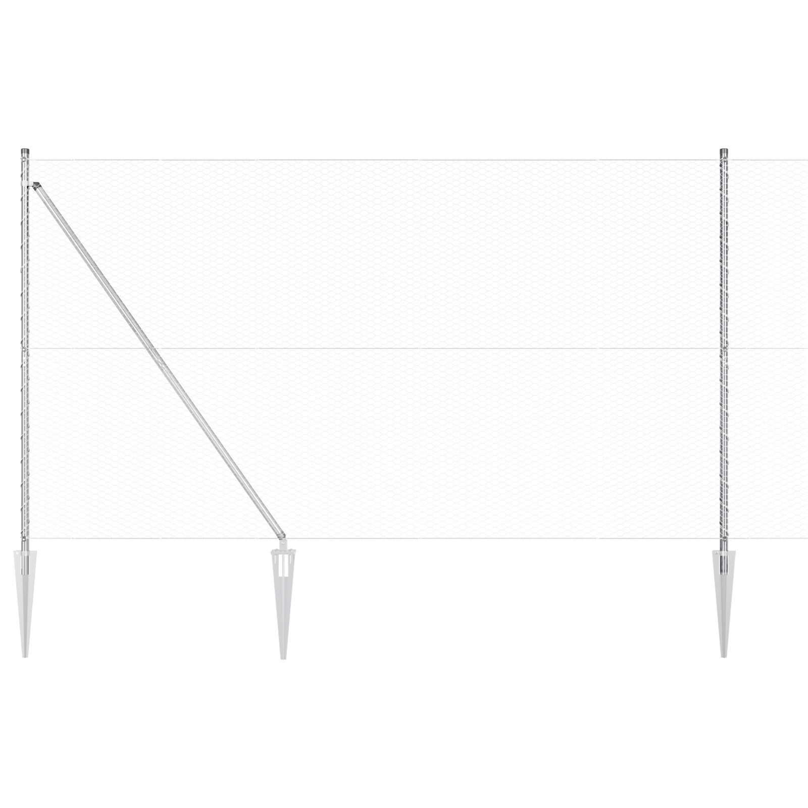 Gard Hexagon  1.5x50 m Oțel Galvanizat, Stâlpi Gard  cu Vârf 13 buc Ø32 mm 170 cm Oțel Galvanizat GartenMobel Dekor