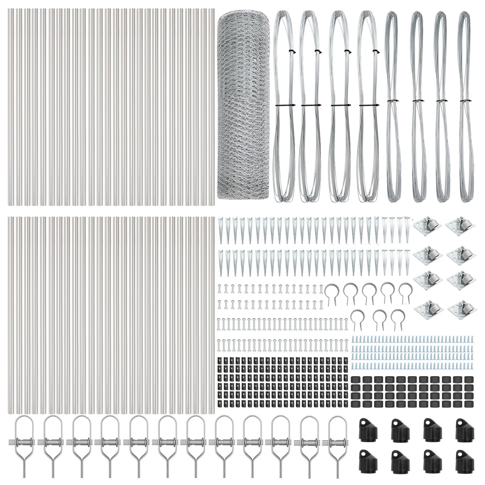 Gard Hexagonal  0.5x100 m Oțel Galvanizat, Stâlpi pentru Gard  cu Ancoră în Vârf 13 buc Ø32 mm 80 cm Oțel Galvanizat GartenMobel Dekor