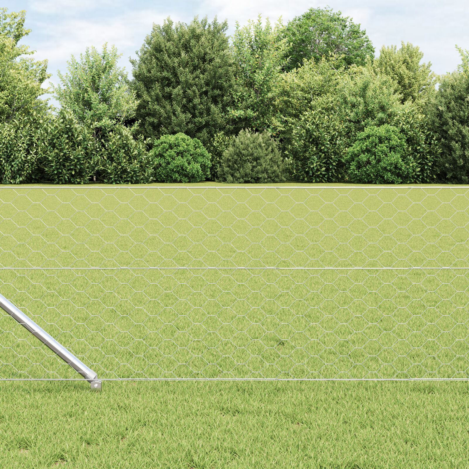 Gard Hexagonal  0.6x50 m Oțel Galvanizat, Stâlpi de Gard  cu Ancoră în Prăjină 13 buc Ø32 mm 80 cm Oțel Galvanizat GartenMobel Dekor