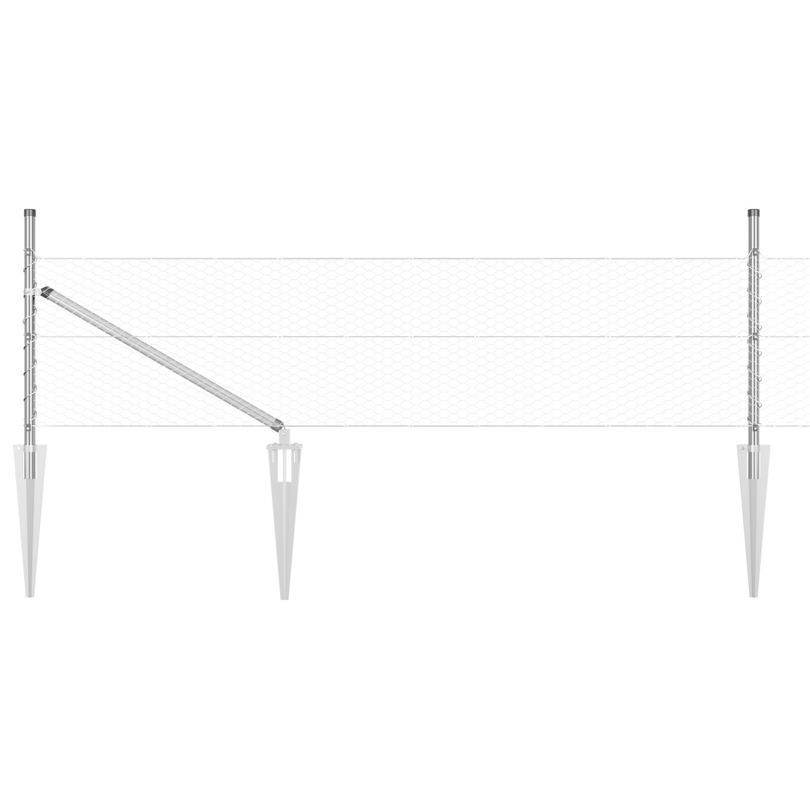 Gard Hexagonal  0.8x25 m Oțel Galvanizat, Stâlpi de Gard  cu Spike 13 buc Ø32 mm 100 cm Oțel Galvanizat GartenMobel Dekor