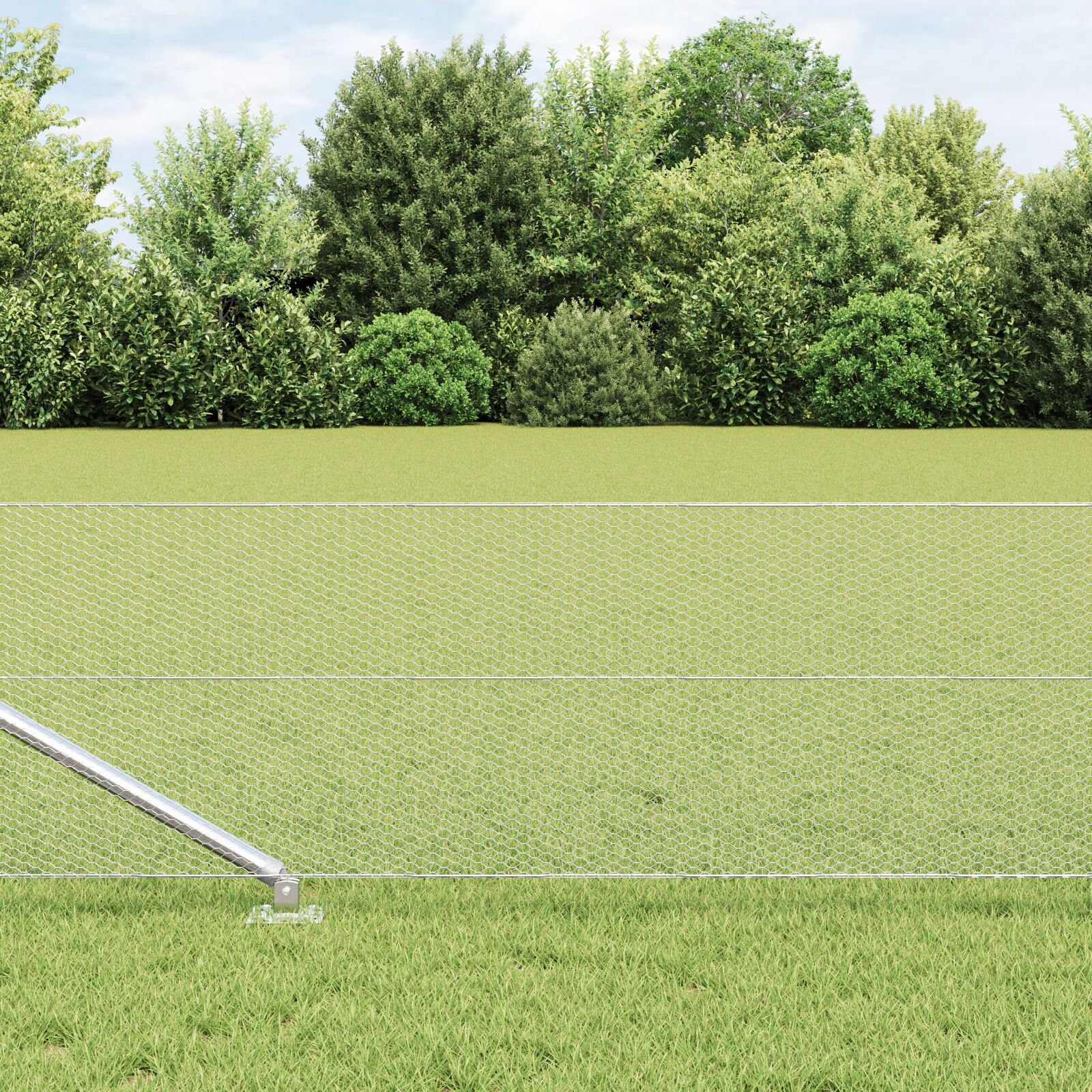 Gard Hexagonal 0.8x50 m Oțel Zincat, Stâlpi de Gard cu Vârf 13 piese Ø32 mm 100 cm Oțel Zincat GartenMobel Dekor