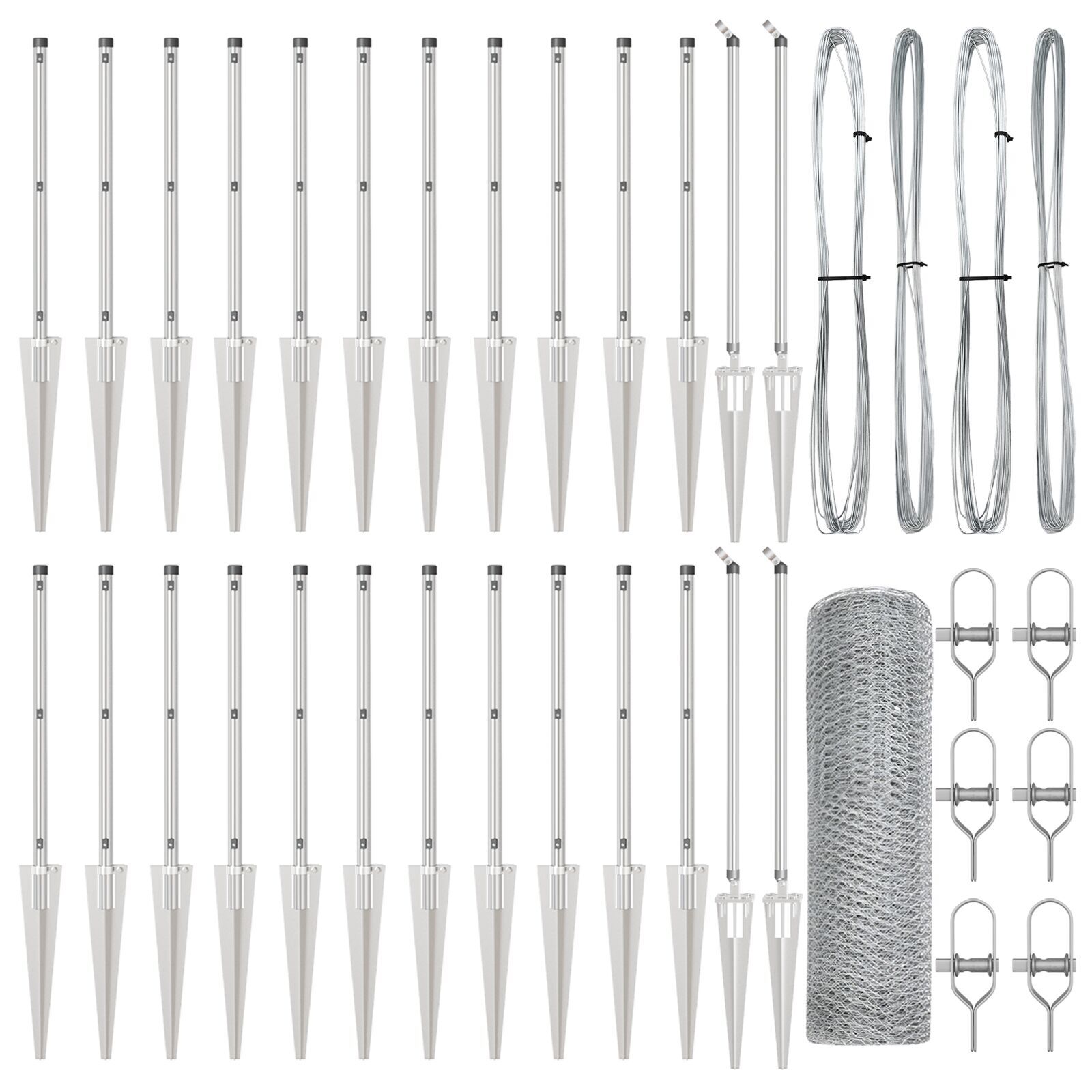 Gard Hexagonal 0.8x50 m Oțel Zincat, Stâlpi de Gard cu Vârf 13 piese Ø32 mm 100 cm Oțel Zincat GartenMobel Dekor