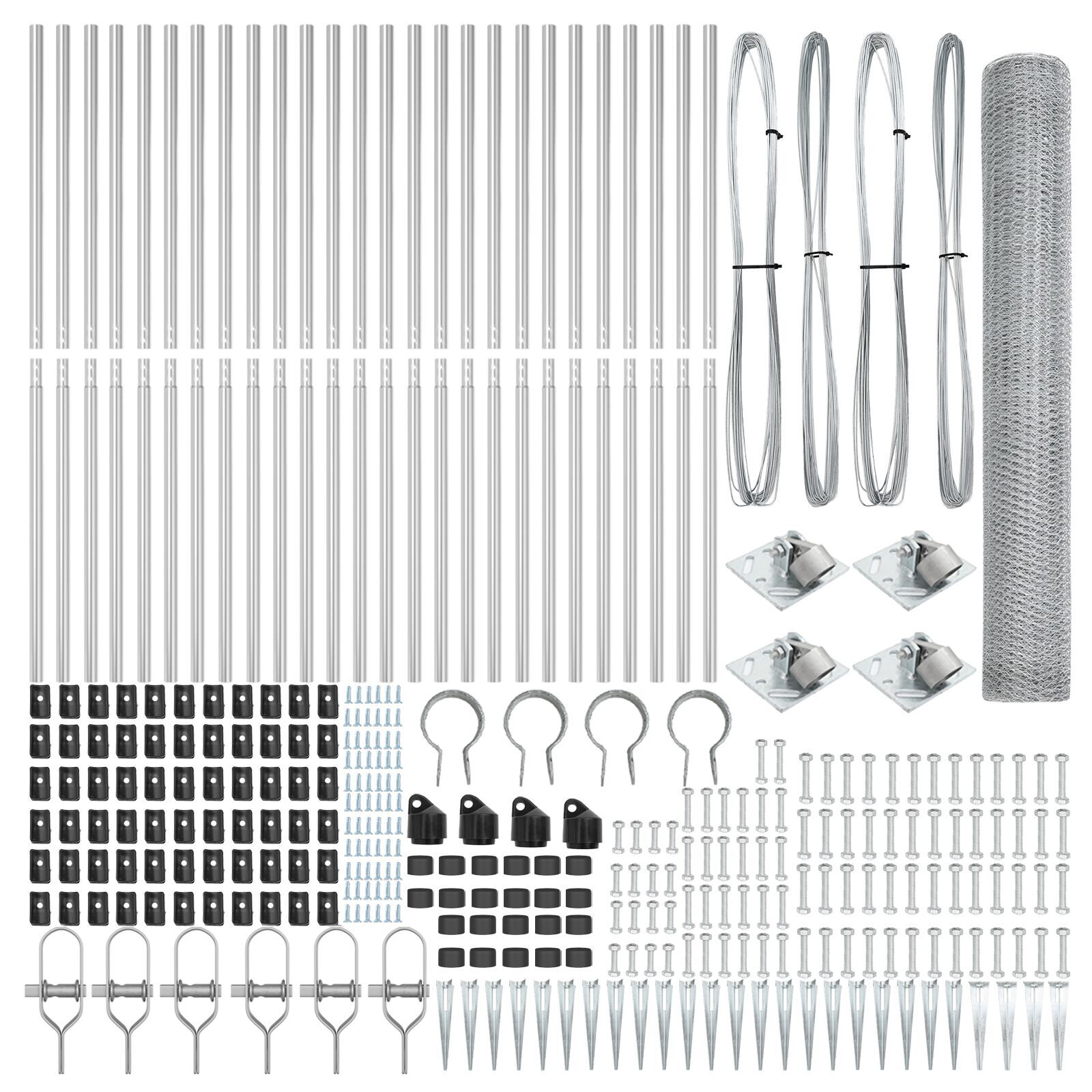 Gard Hexagonal 1.2x50 m Oțel Zincat, Stâlpi de Gard cu Spic 13 buc Ø32 mm 140 cm Oțel Zincat GartenMobel Dekor