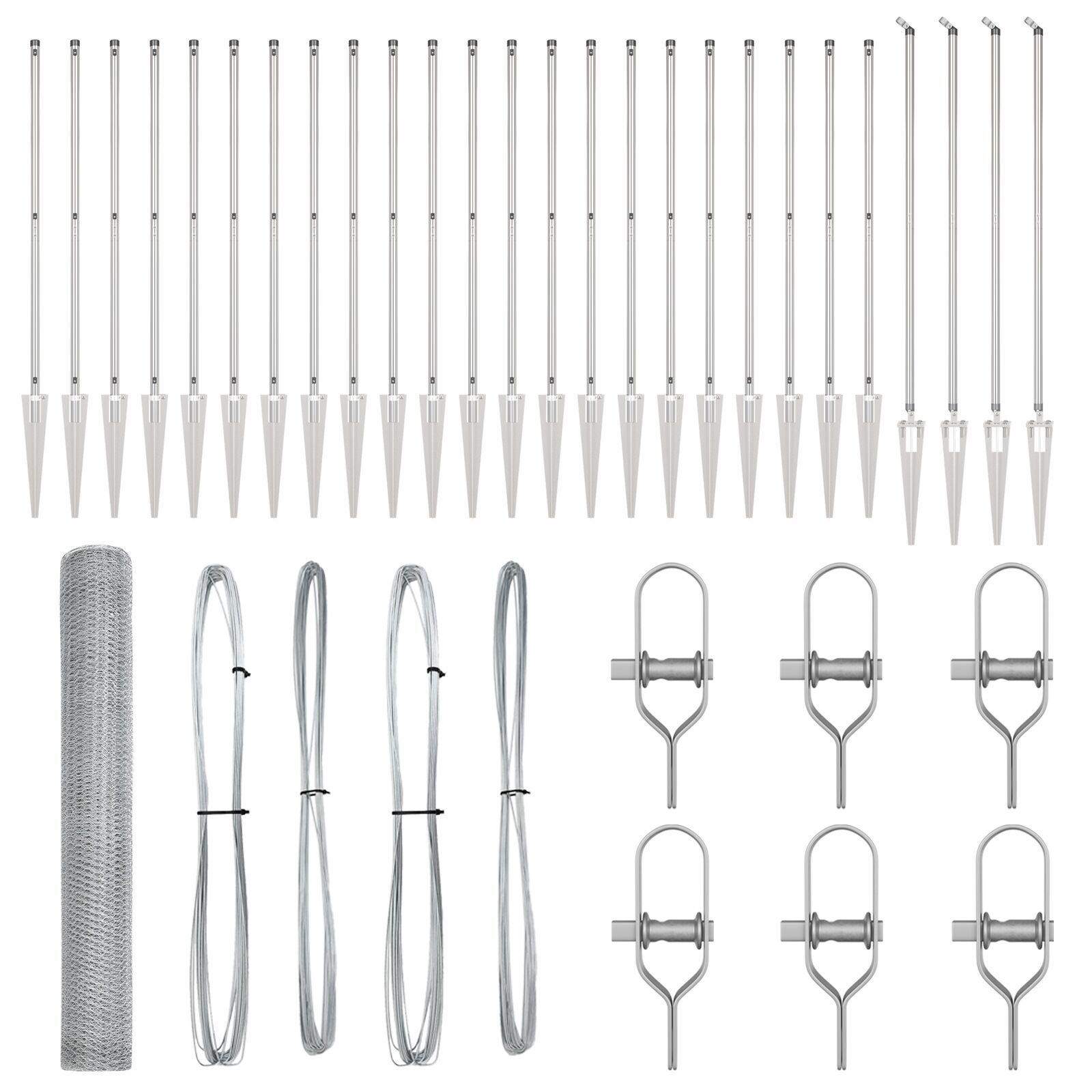 Gard Hexagonal 1.2x50 m Oțel Zincat, Stâlpi de Gard cu Spic 13 buc Ø32 mm 140 cm Oțel Zincat GartenMobel Dekor