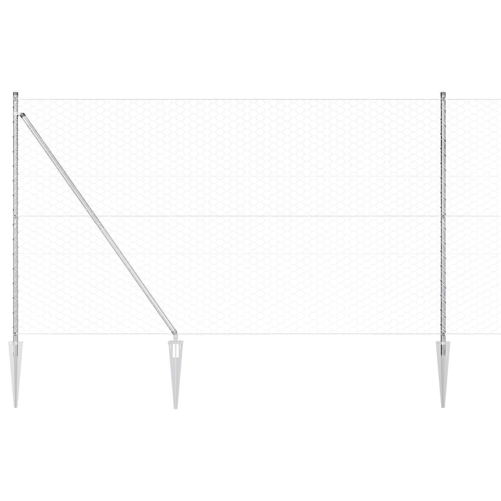 Gard Hexagonal 1.5x10 m Oțel Galvanizat, Stâlpi de Gard cu Vârf 7 buc Ø32 mm 170 cm Oțel Galvanizat GartenMobel Dekor