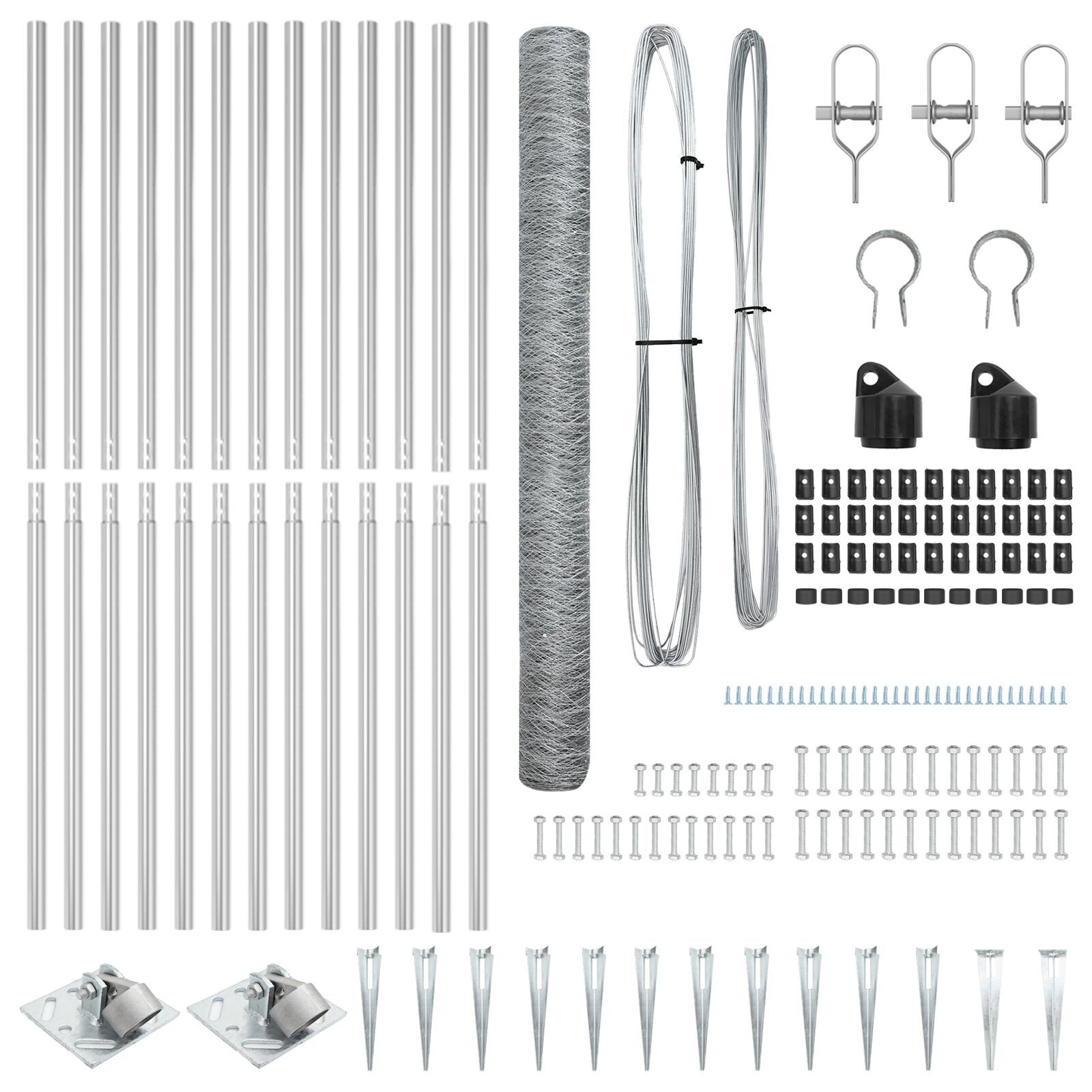 Gard Hexagonal  1.6x25 m Oțel Galvanizat, Pereți de Gard  cu Spike 13 buc Ø32 mm 180 cm Oțel Galvanizat GartenMobel Dekor