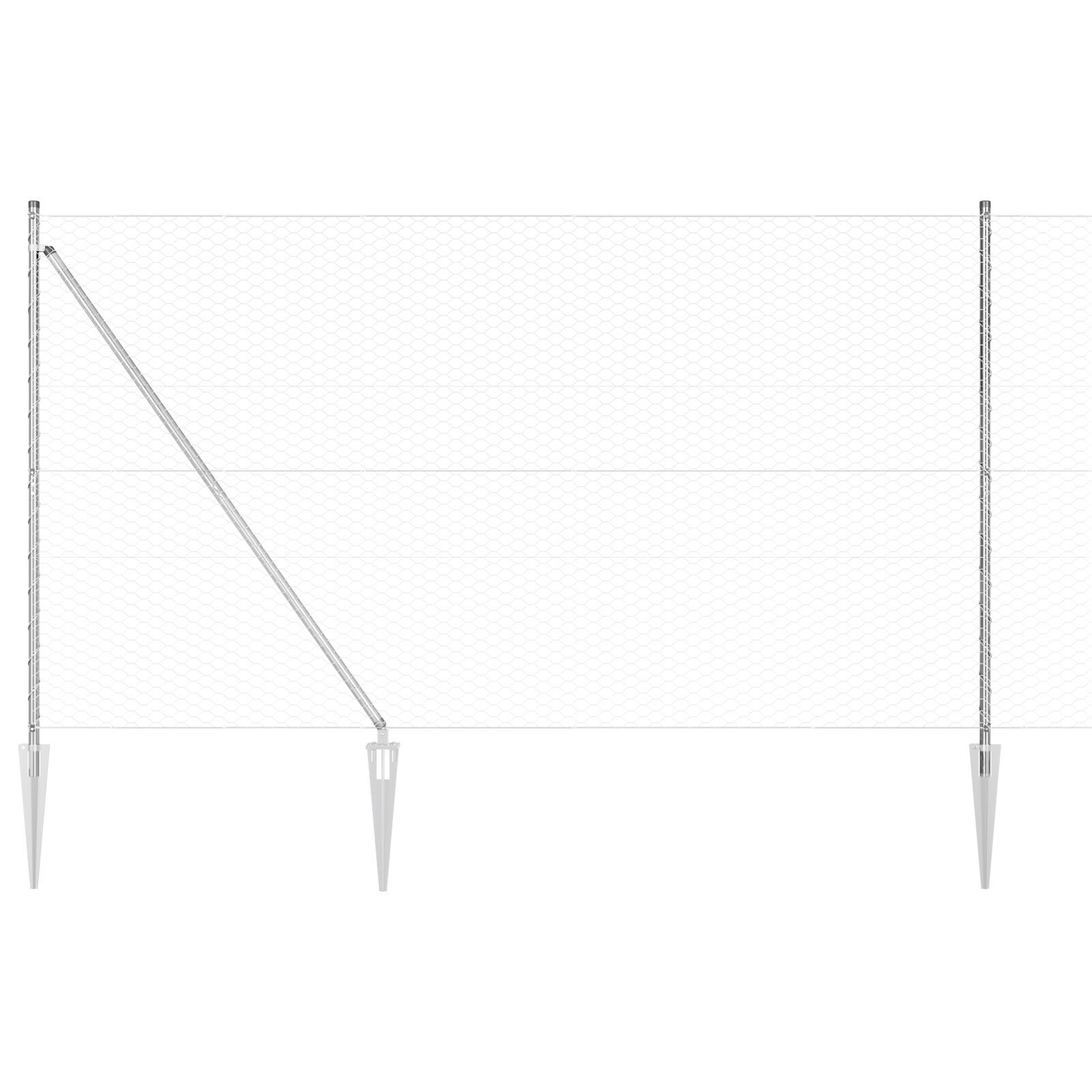 Gard Hexagonal  1.6x25 m Oțel Galvanizat, Pereți de Gard  cu Spike 13 buc Ø32 mm 180 cm Oțel Galvanizat GartenMobel Dekor