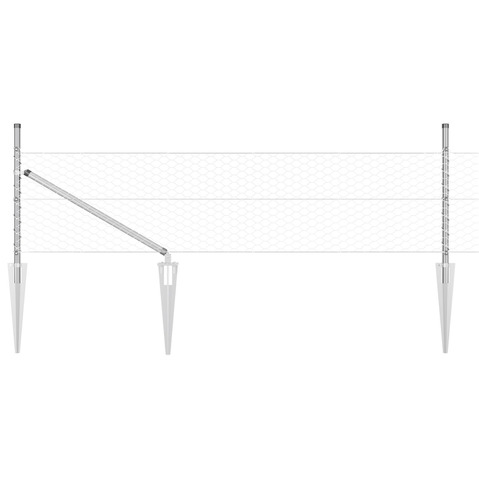 Gard hexagonal  0.4x50 m din oțel galvanizat, Stâlpi pentru gard  cu vârf 13 buc Ø32 mm 60 cm din oțel galvanizat GartenMobel Dekor