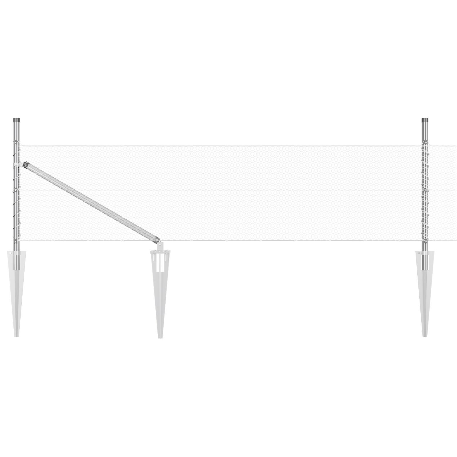 Gard hexagonal  0.4x50 m oțel galvanizat, Stâlpi de gard  cu vârf 13 buc Ø32 mm 60 cm oțel galvanizat GartenMobel Dekor