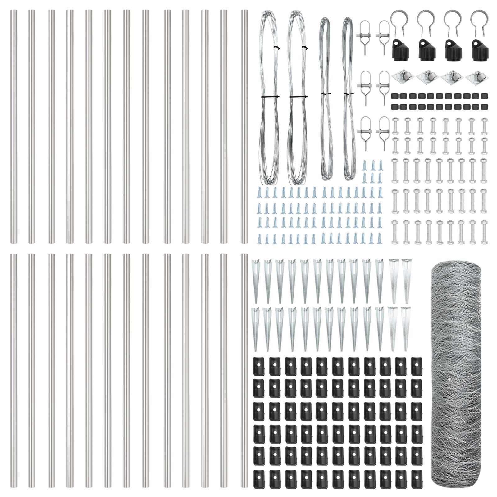 Împrejmuire Hexagon 0.5x50 m Oțel galvanizat, Stâlpi pentru împrejmuire cu ancoră de vârf 13 buc Ø32 mm 80 cm Oțel galvanizat GartenMobel Dekor