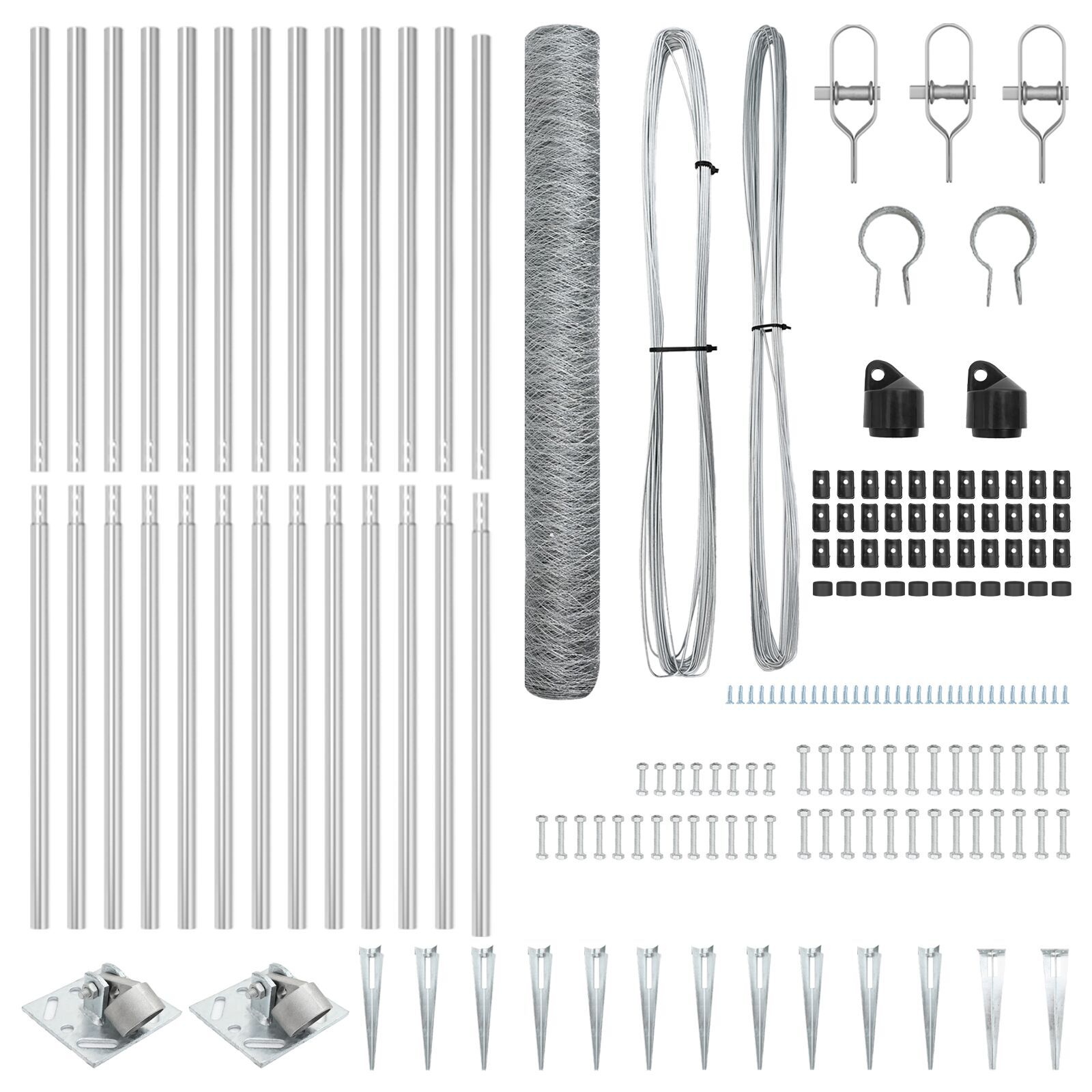 Împrejmuire Hexagonală  1.4x25 m Oțel Galvanizat, Stâlpi de Împrejmuire  cu Spike 13 buc Ø32 mm 160 cm Oțel Galvanizat GartenMobel Dekor