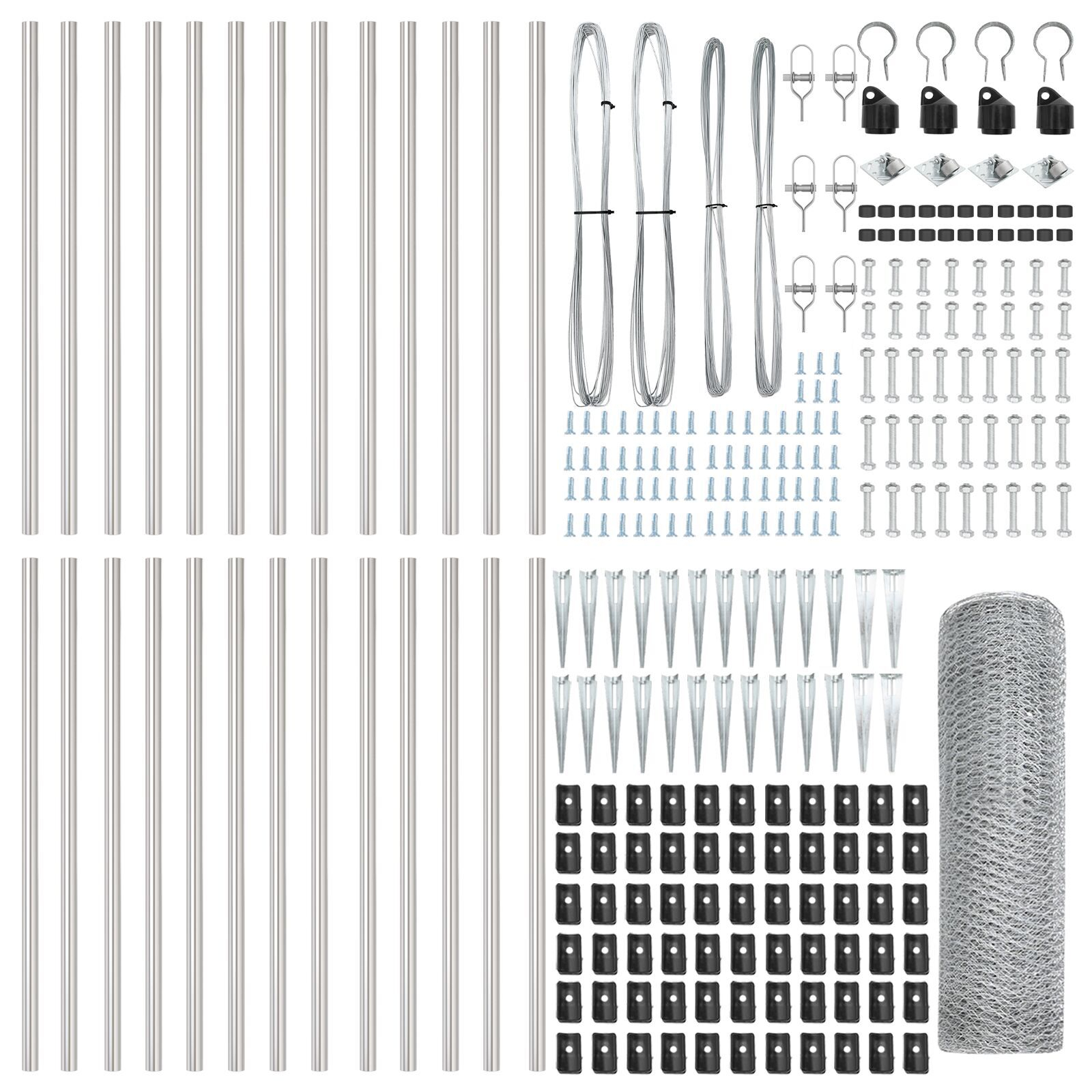 Împrejmuire Hexagonală  1x50 m Oțel Galvanizat, Stâlpi de Împrejmuire  cu Vârf 13 buc Ø32 mm 120 cm Oțel Galvanizat GartenMobel Dekor