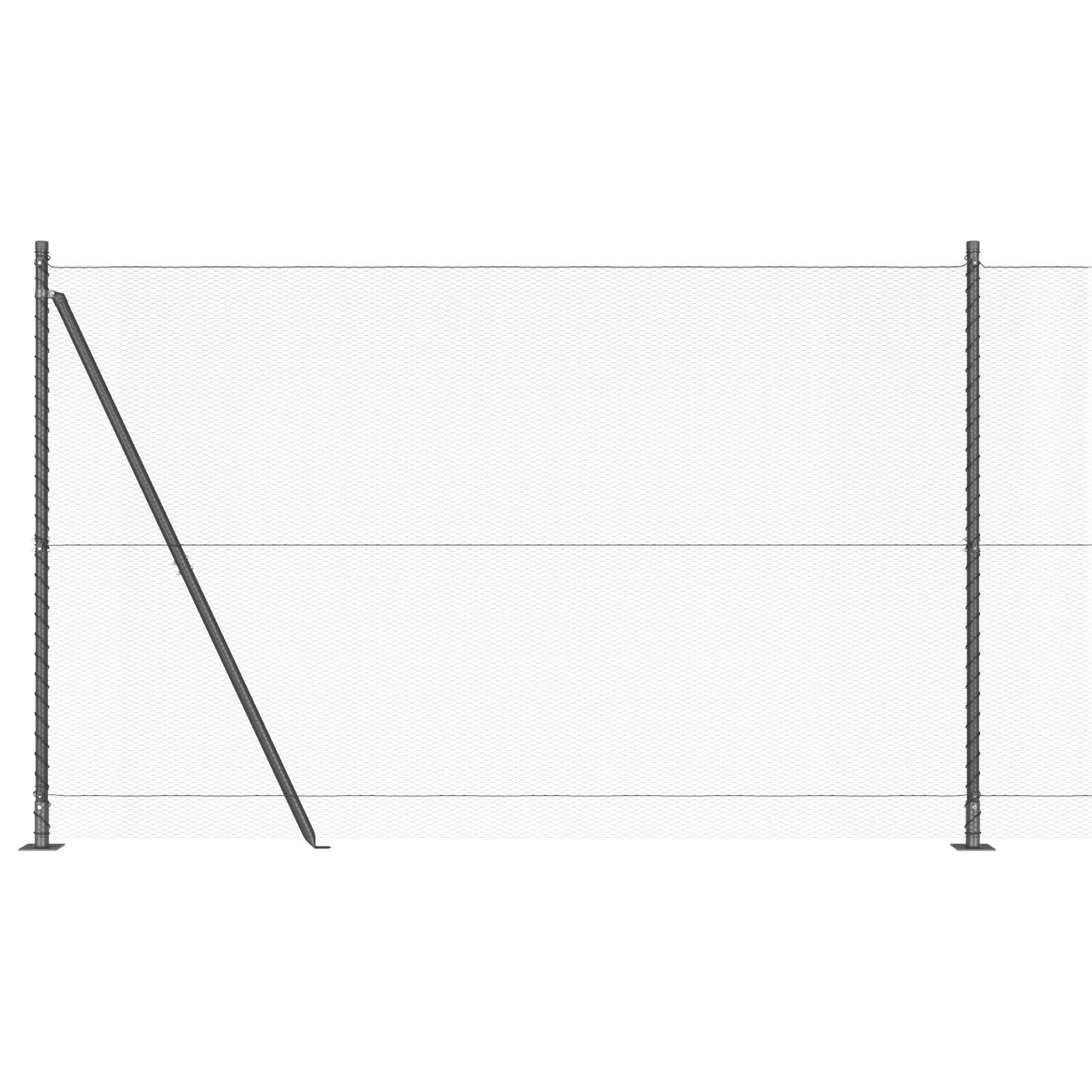 Gard Hexagonal Gri 1.4x25 m Oțel, Posturi de gard  cu plăci de bază 13 buc Ø32mm 78.5cm Oțel galvanizat GartenMobel Dekor