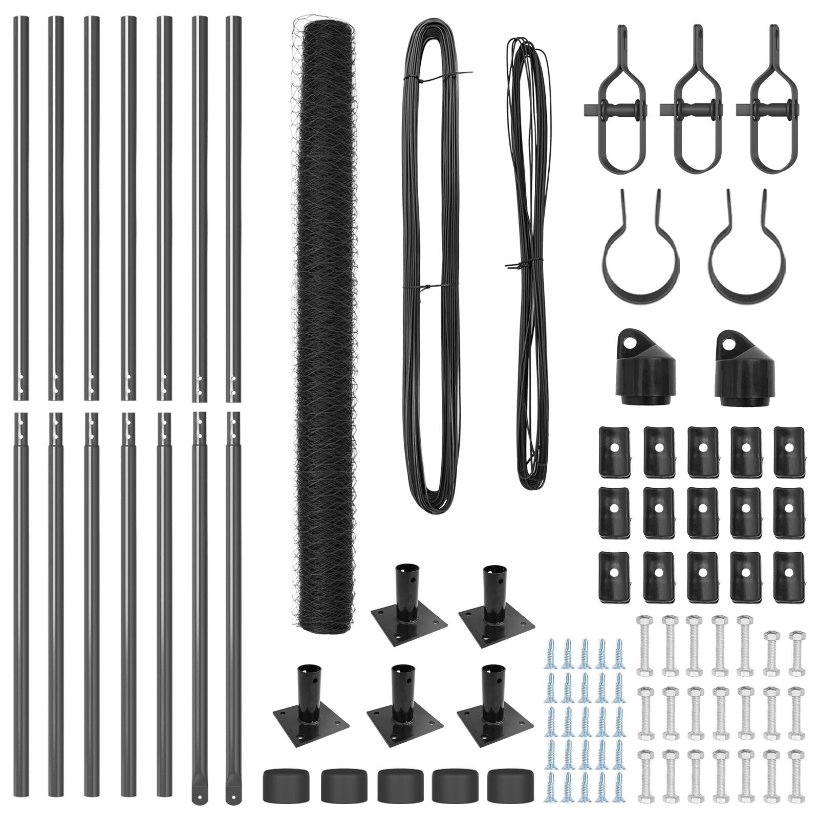 Gard Hexagonal Gri 1,5x10 m Oțel, Stâlpi de Gard cu Plăci de Bază 7 buc Ø32mm 83,5cm Oțel Zincat GartenMobel Dekor
