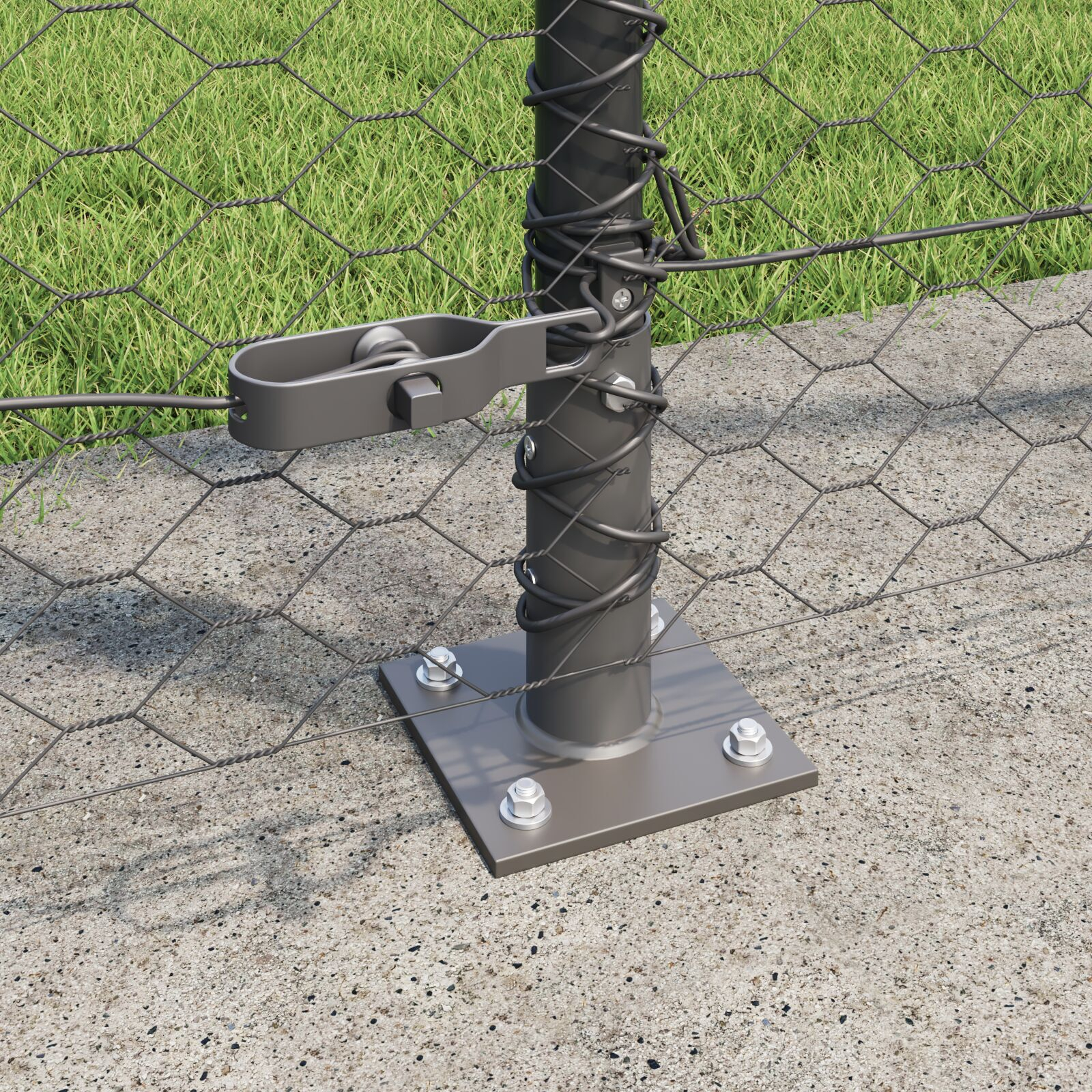 Gard Hexagonal Gri 1,5x10 m Oțel, Stâlpi de Gard cu Plăci de Bază 7 buc Ø32mm 83,5cm Oțel Zincat GartenMobel Dekor