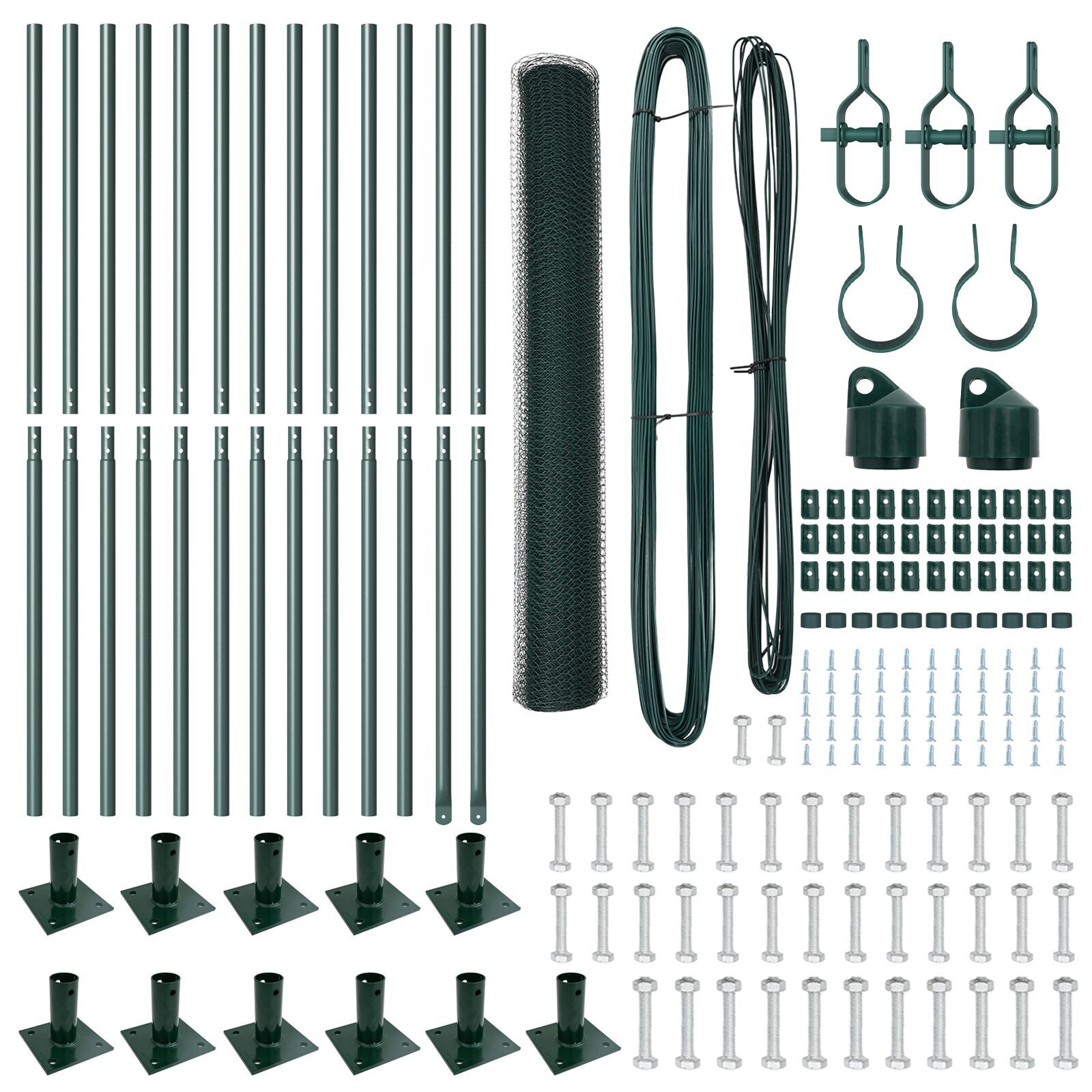 Set de Împrejmuire Set de 2 Verde Pădure Metal, Strat de Plastic GartenMobel Dekor
