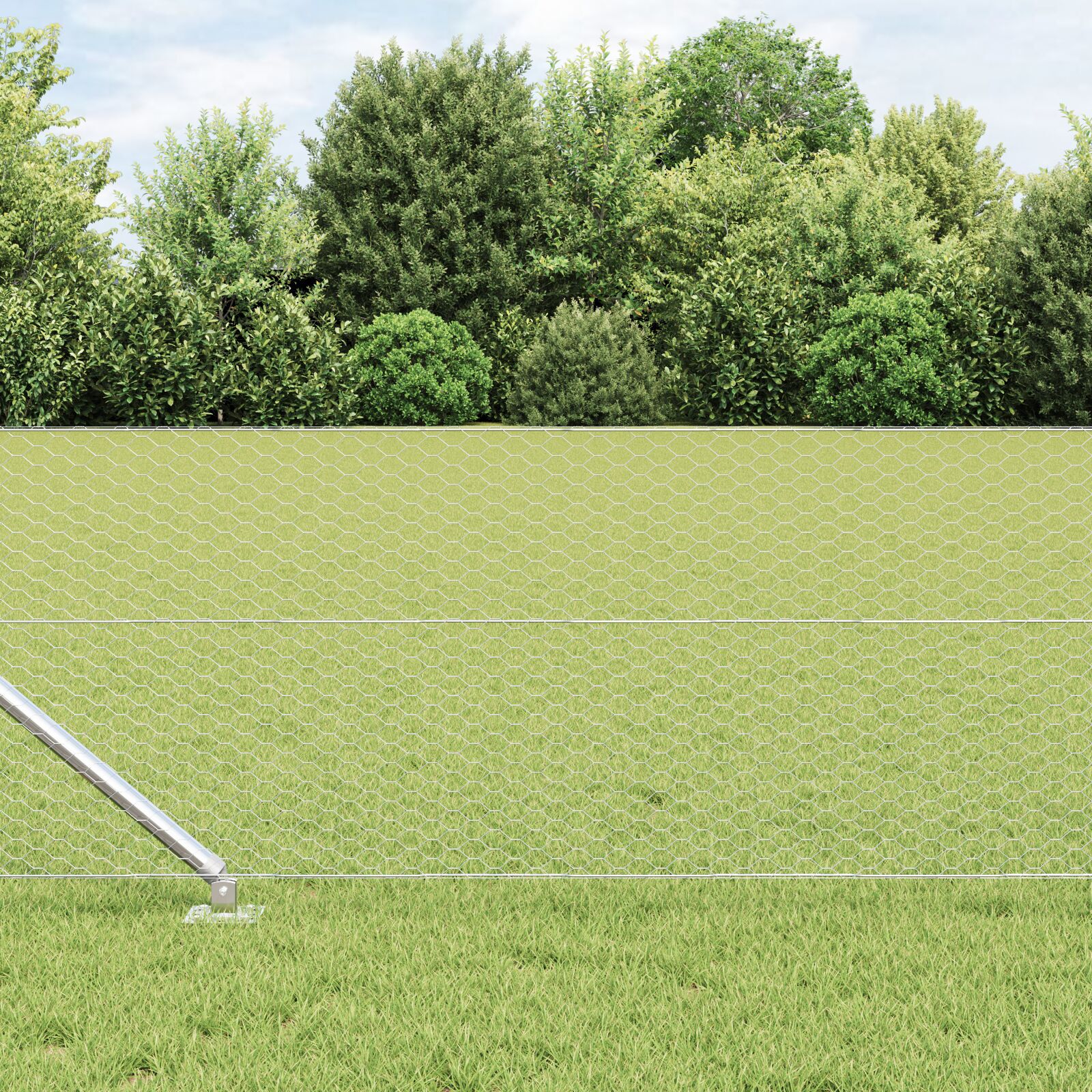 Gard Hexagonal  0.6x100 m Oțel Galvanizat, Stâlpi de Gard  cu Spike 13 buc Ø32 mm 80 cm Oțel Galvanizat GartenMobel Dekor