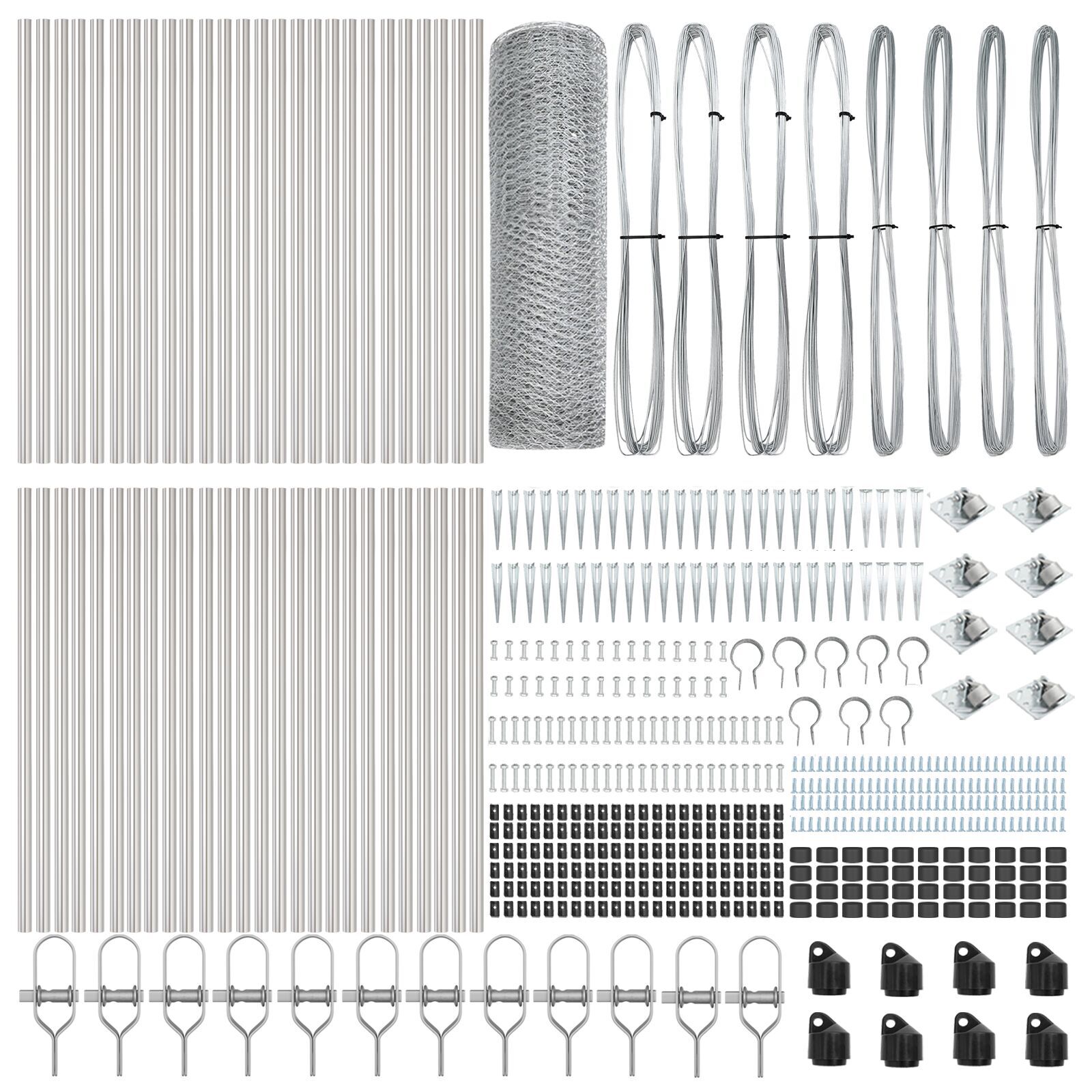 Gard Hexagonal  0.6x100 m Oțel Galvanizat, Stâlpi de Gard  cu Spike 13 buc Ø32 mm 80 cm Oțel Galvanizat GartenMobel Dekor