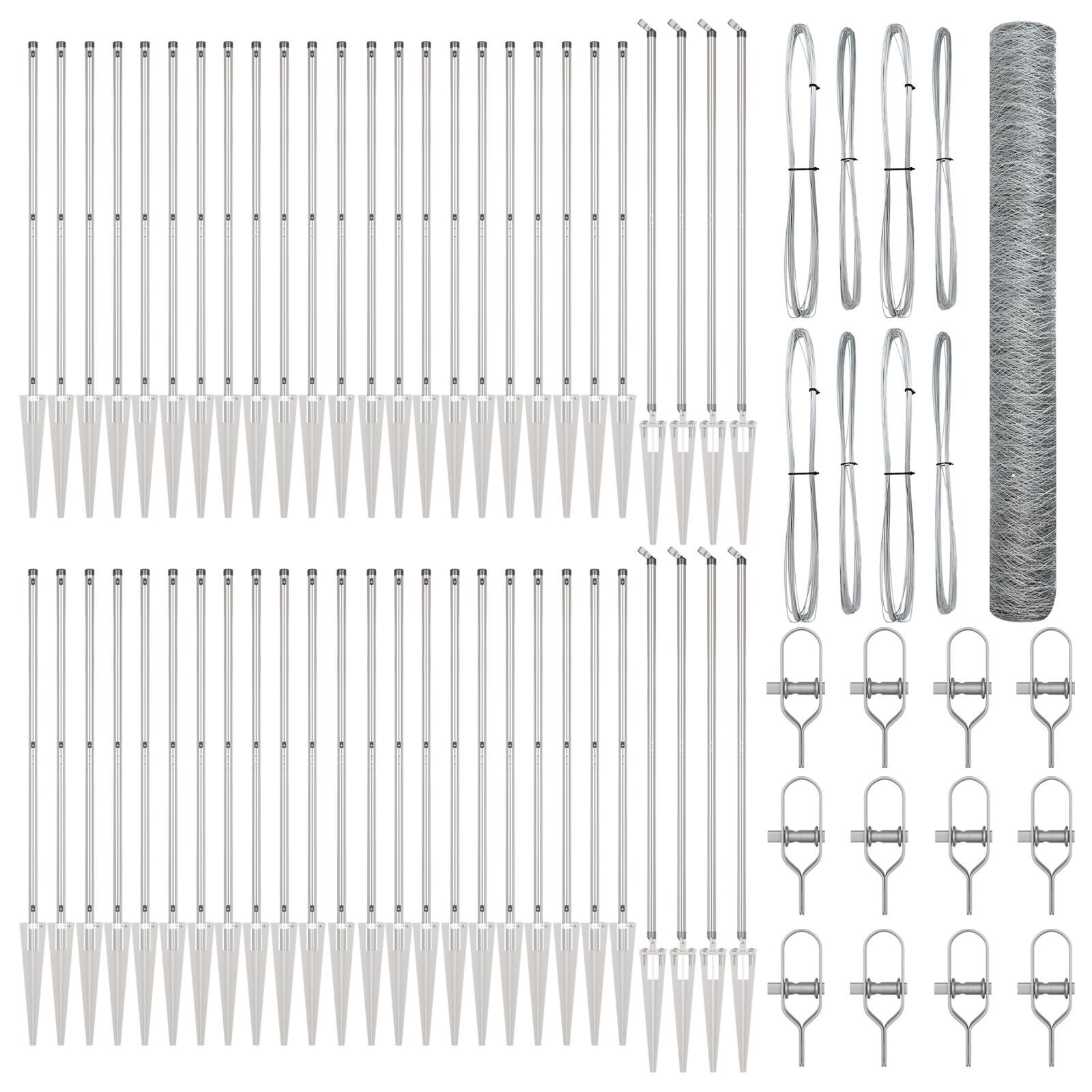 Gard Hexagonal  1.4x100 m din Oțel Zincat, Stâlpi de Gard  cu Spike 13 pcs Ø32 mm 160 cm Oțel Zincat GartenMobel Dekor