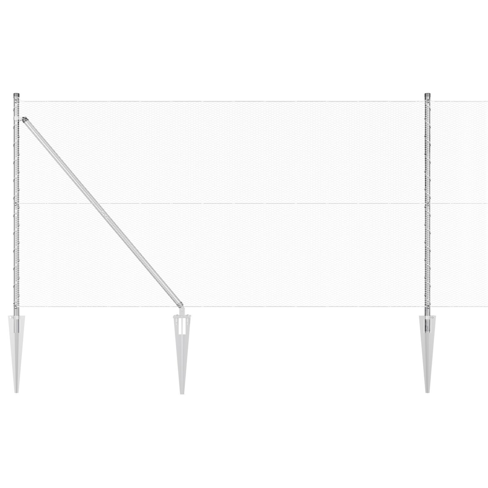 Gard Hexagonal  1x100 m Oțel Galvanizat, Stâlpi de Gard  cu Vârf 13 buc Ø32 mm 120 cm Oțel Galvanizat GartenMobel Dekor