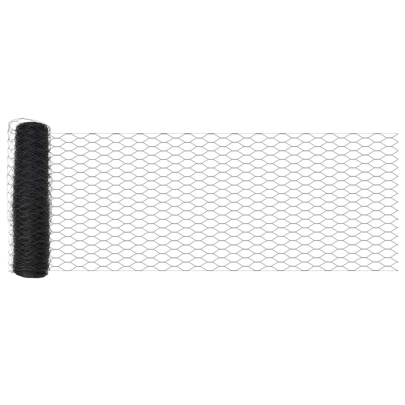 Gard Hexagonal  Gri 0.4x25 m Oțel, Stâlpi de gard  cu plăci de bază 13 buc Ø32mm 50cm Oțel galvanizat GartenMobel Dekor