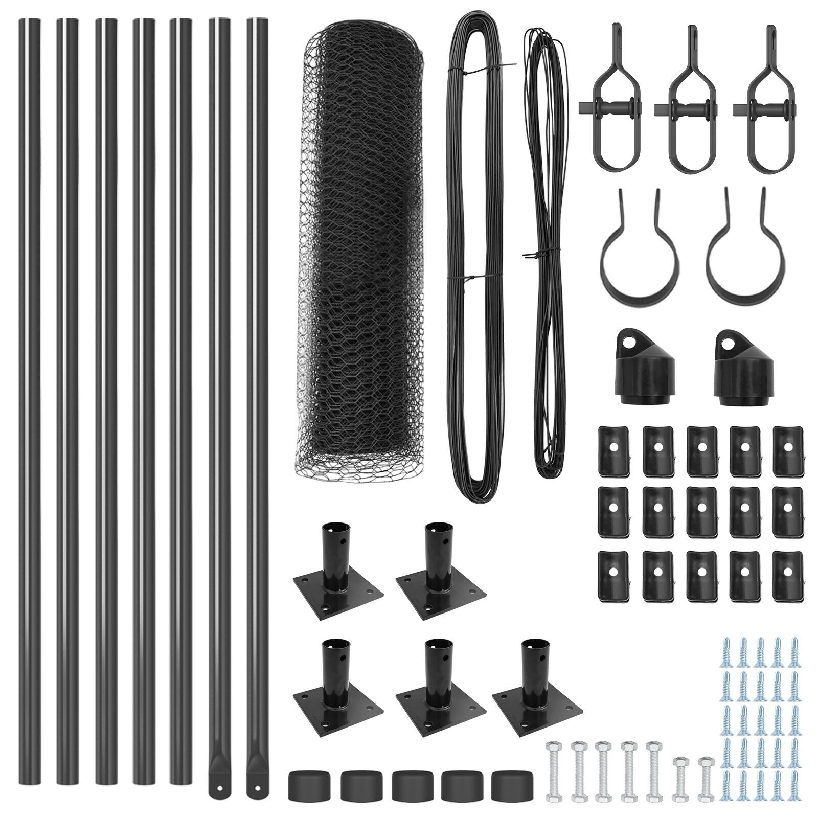 Gard Hexagonal  Gri 0.5x10 m Oțel, Stâlpi de Gard  cu Plăci de Bază 7 pcs Ø32mm 70cm Oțel Galvanizat GartenMobel Dekor