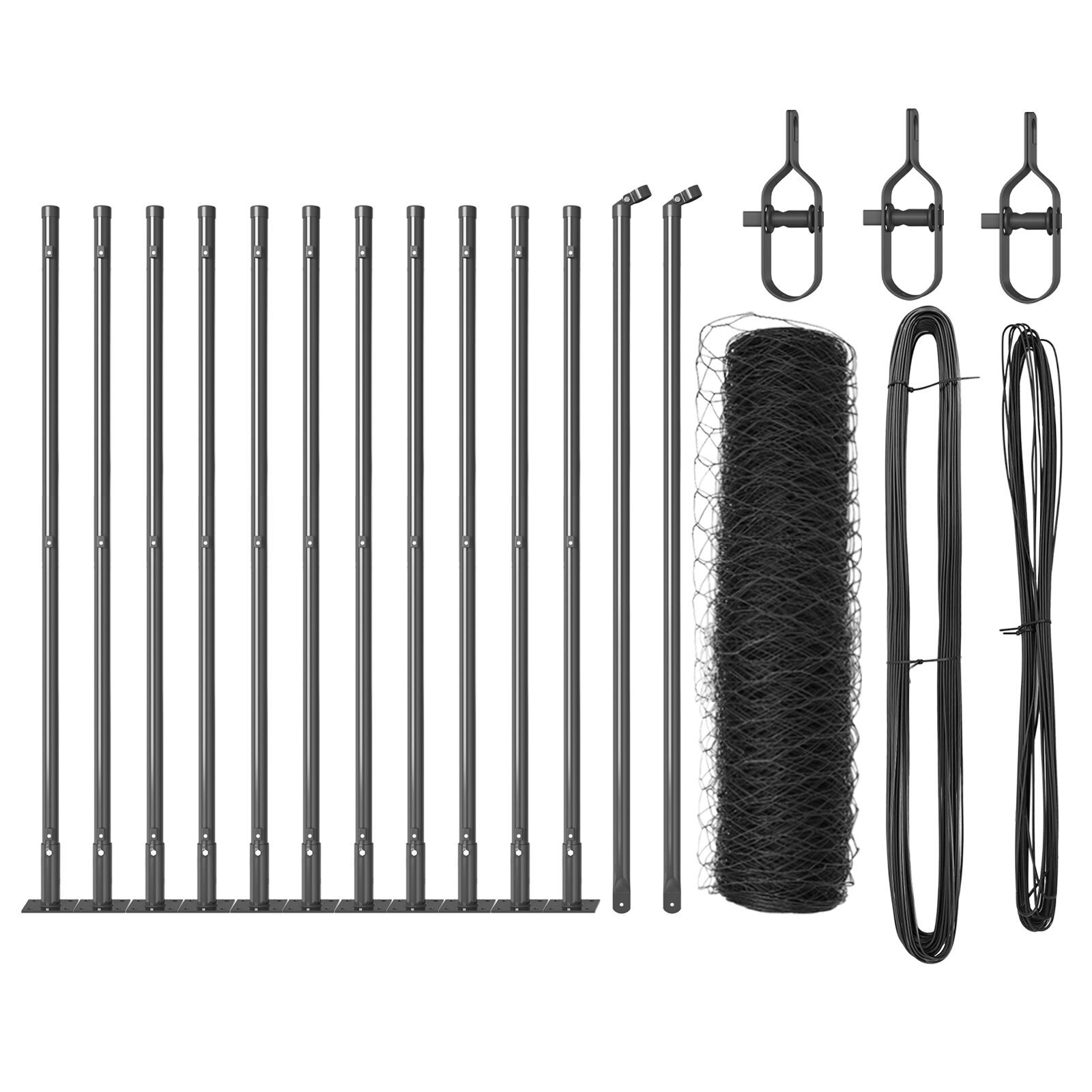 Gard Hexagonal Gri 0.6x25 m Oțel, Stâlpi Gard cu Plăci de Bază 13 pcs Ø32mm 70cm Oțel Zincat GartenMobel Dekor