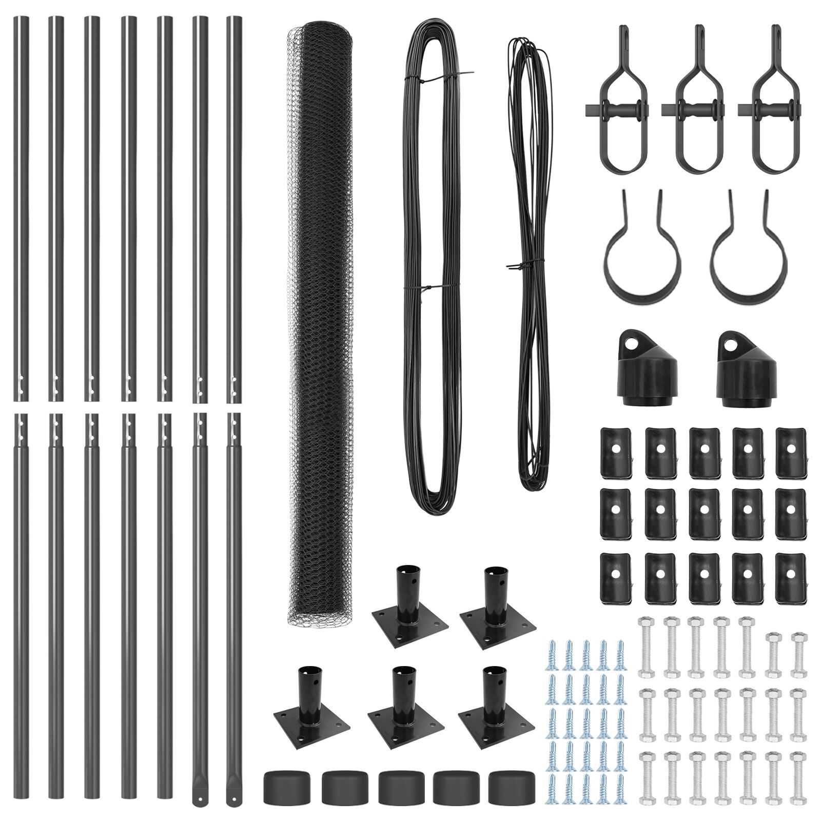 Gard Hexagonal Gri 1.6x10 m Oțel, Stâlpi de Gard cu Plăci de Bază 7 buc Ø32mm 88.5cm Oțel Galvanizat GartenMobel Dekor