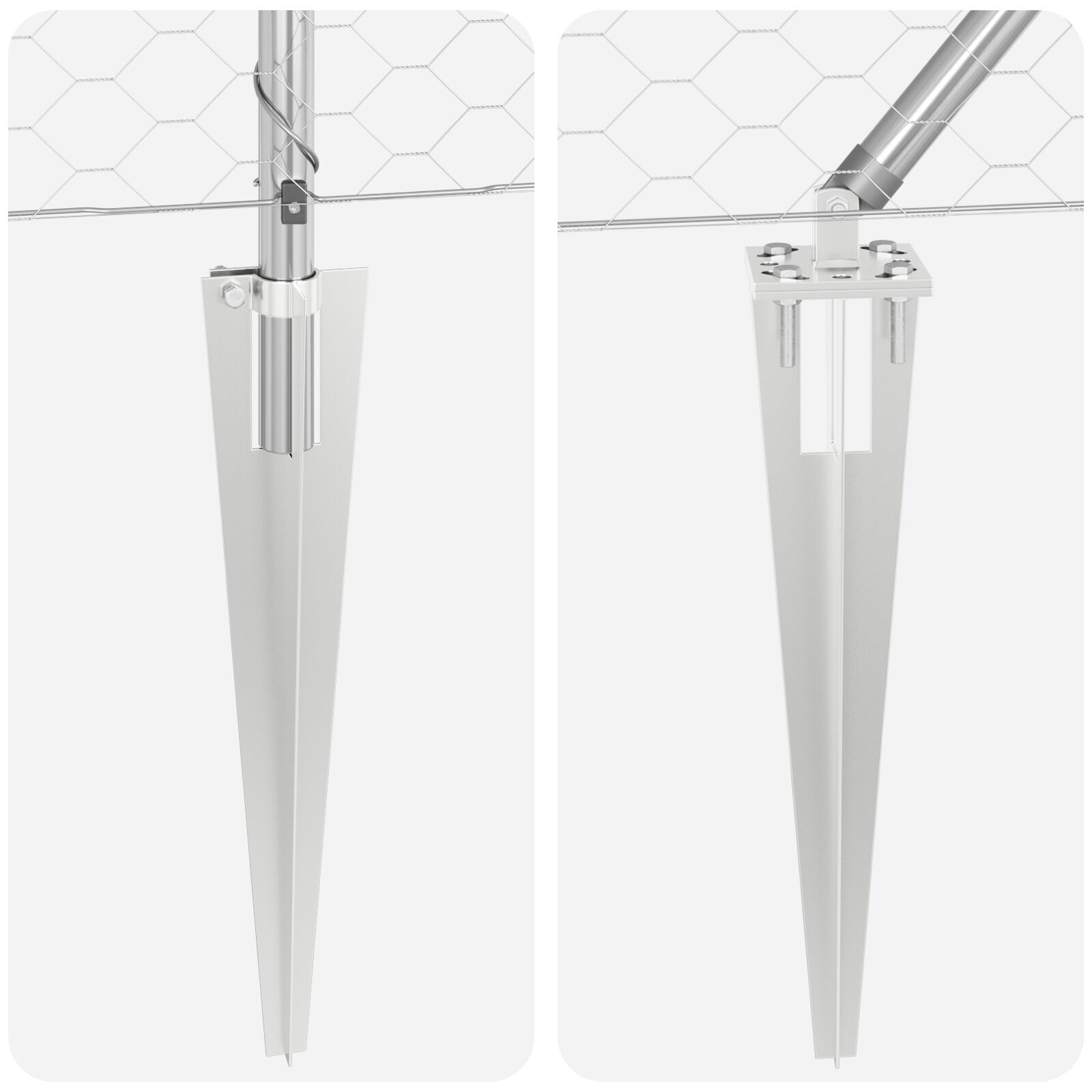 Îngrădire hexagonală  1x100 m din oțel galvanizat, Stâlpi de îngrădire  cu fixare în vârf 13 buc Ø32 mm 120 cm din oțel galvanizat GartenMobel Dekor