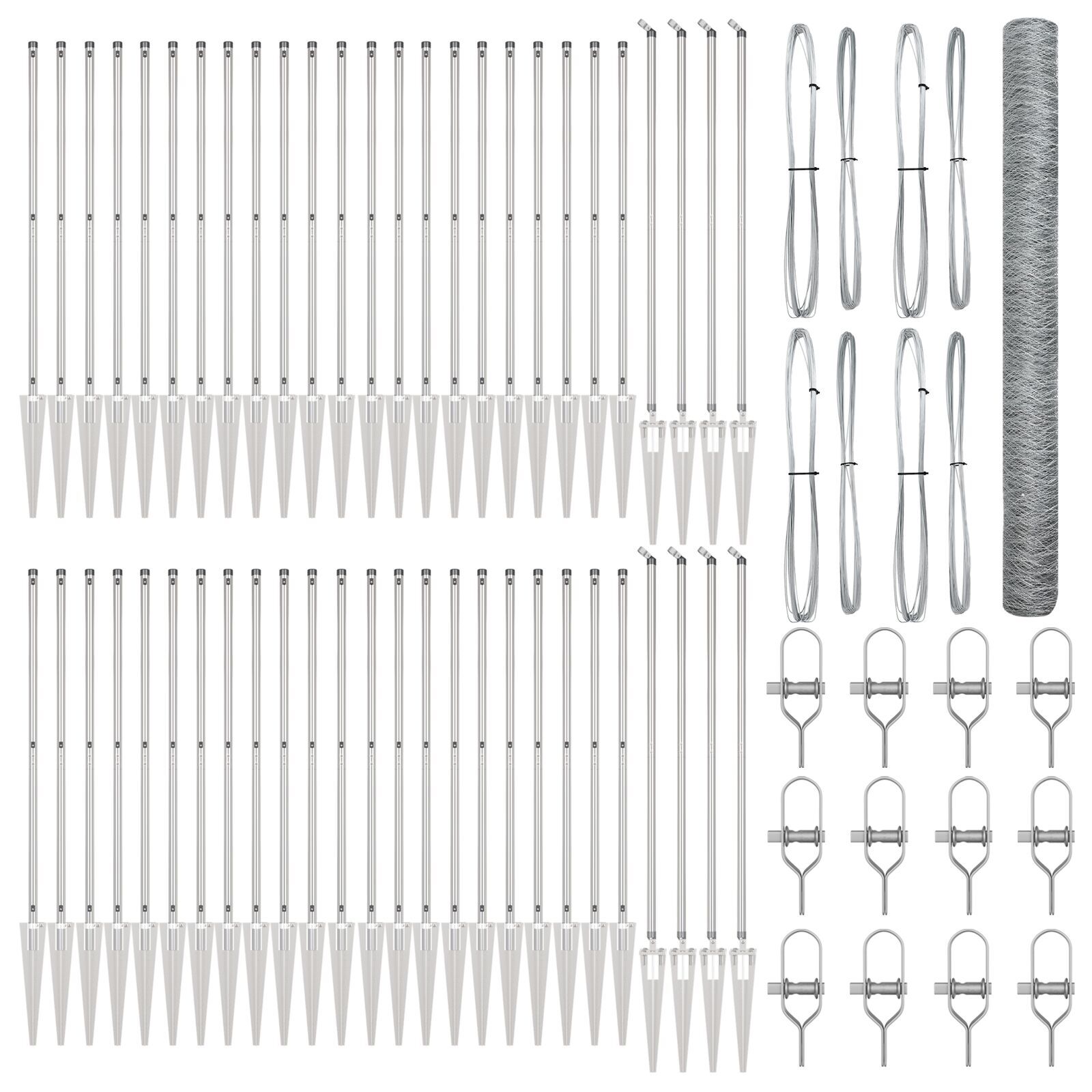 Plasă Hexagonală 1.6x100 m Oțel Galvanizat, Posturi De Plasă Cu Spike 13 BUC Ø32 mm 180 cm Oțel Galvanizat GartenMobel Dekor