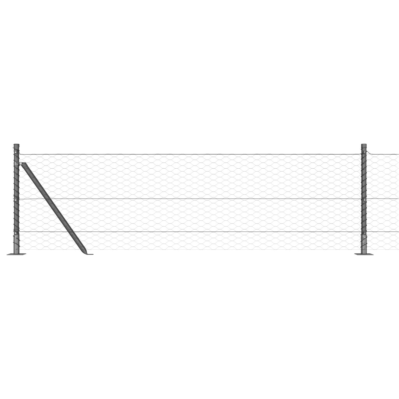 Gard hexagonal gri 0.6x100 m din oțel,  Stâlpi de gard cu plăci de bază 13 pcs Ø32mm 70cm Oțel galvanizat GartenMobel Dekor