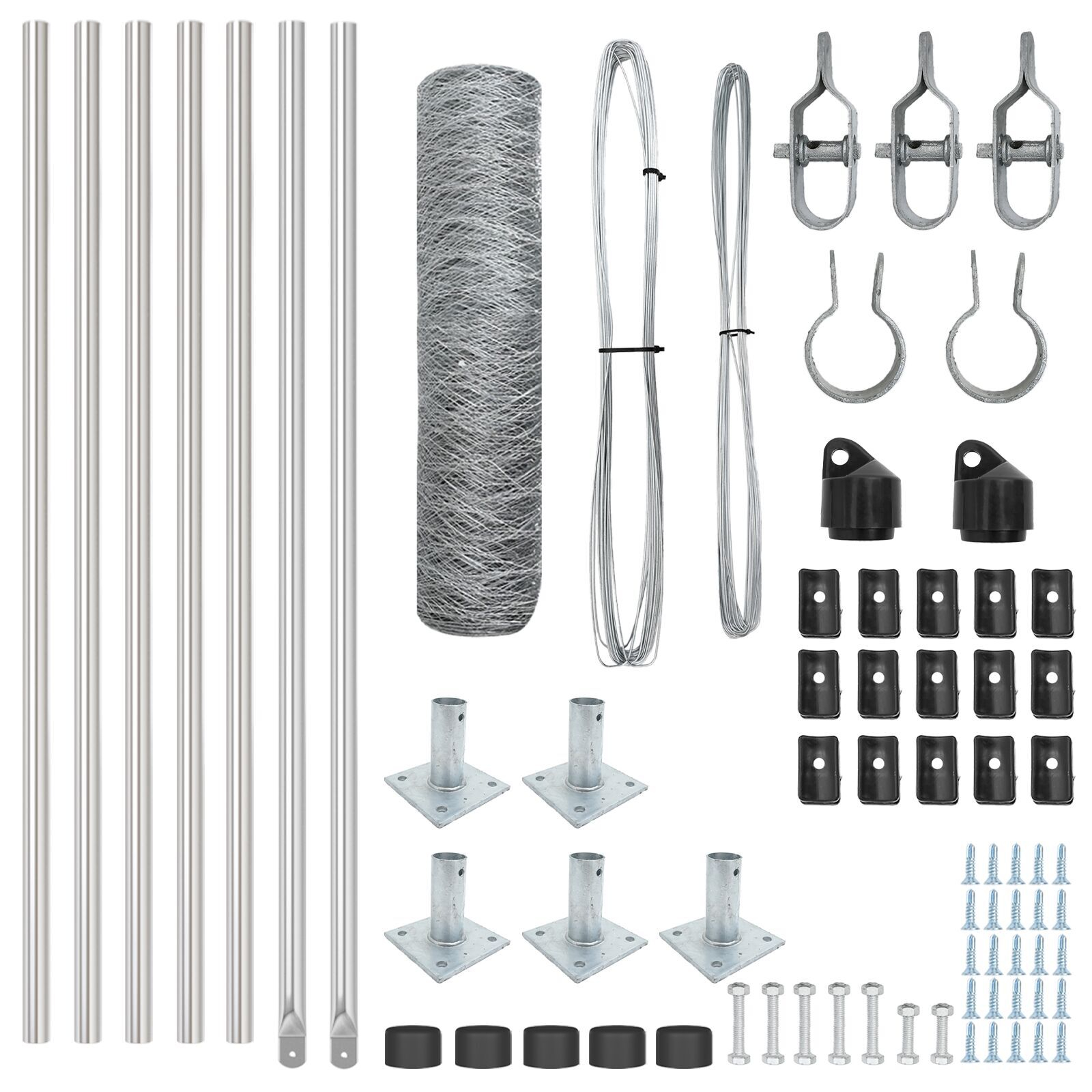 Împrejmuire Hexagonală 0.5x10 m Oțel Galvanizat, Stâlpi de Împrejmuire  cu Plăci de Bază 7 buc Ø32mm 70cm Oțel Galvanizat GartenMobel Dekor