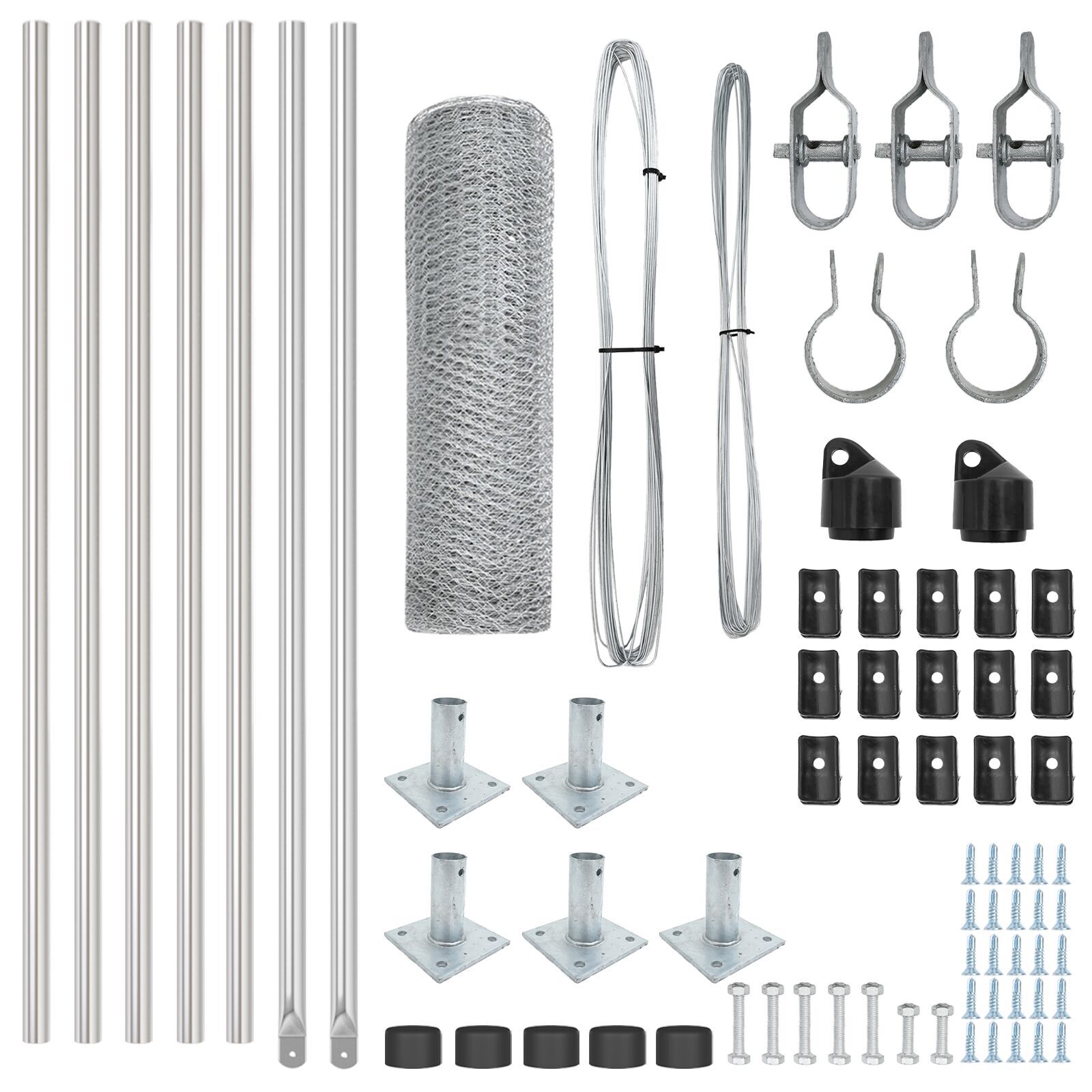 Gard Hexagonal  0.5x10 m Oțel Galvanizat, Stâlpi  cu Plăci de Bază 7 buc Ø32mm 70cm Oțel Galvanizat GartenMobel Dekor