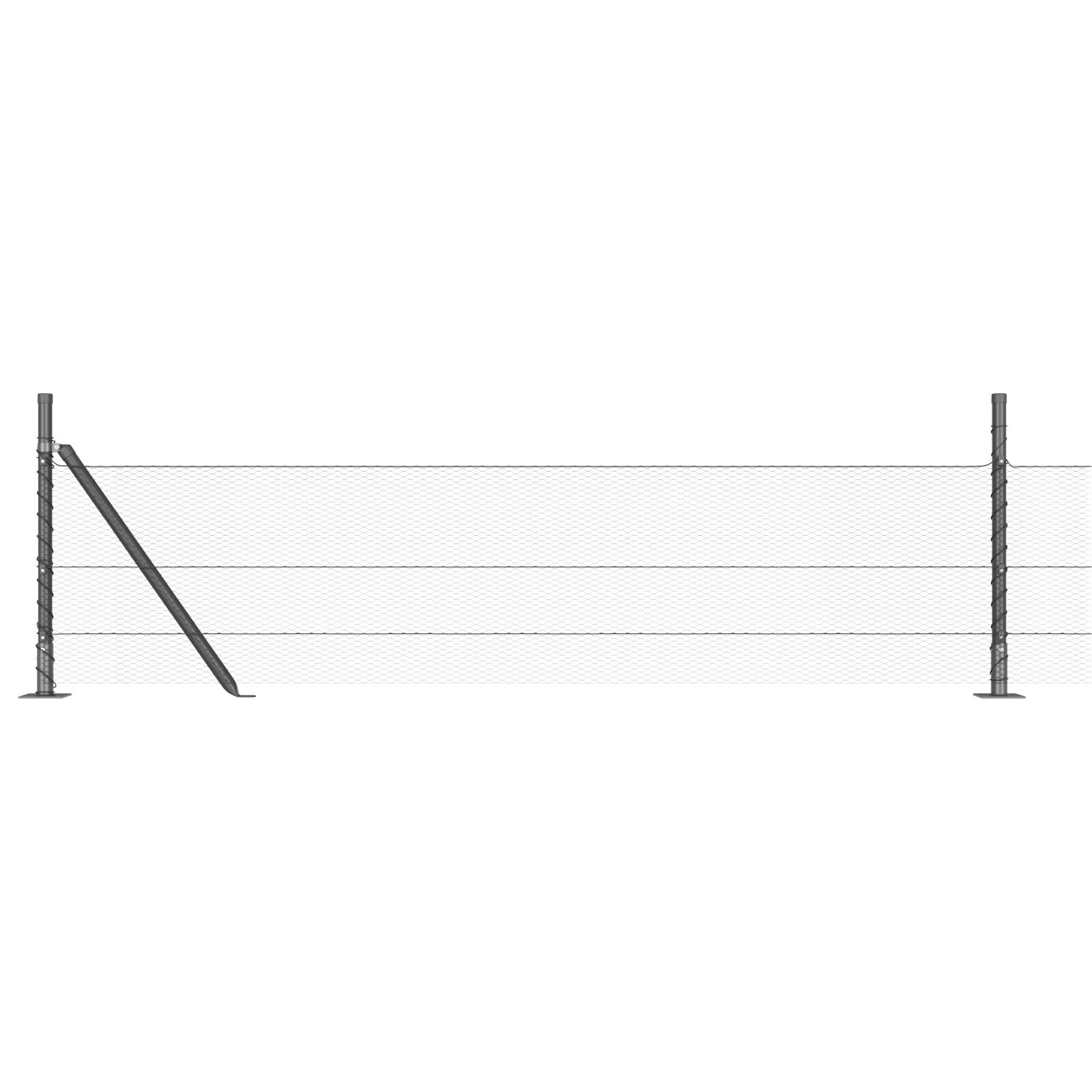 Gard Hexagonal  Gri 0.5x50 m Oțel, Posturi de Gard  cu Plăci de Bază 13 buc Ø32mm 70cm Oțel Galvanizat GartenMobel Dekor