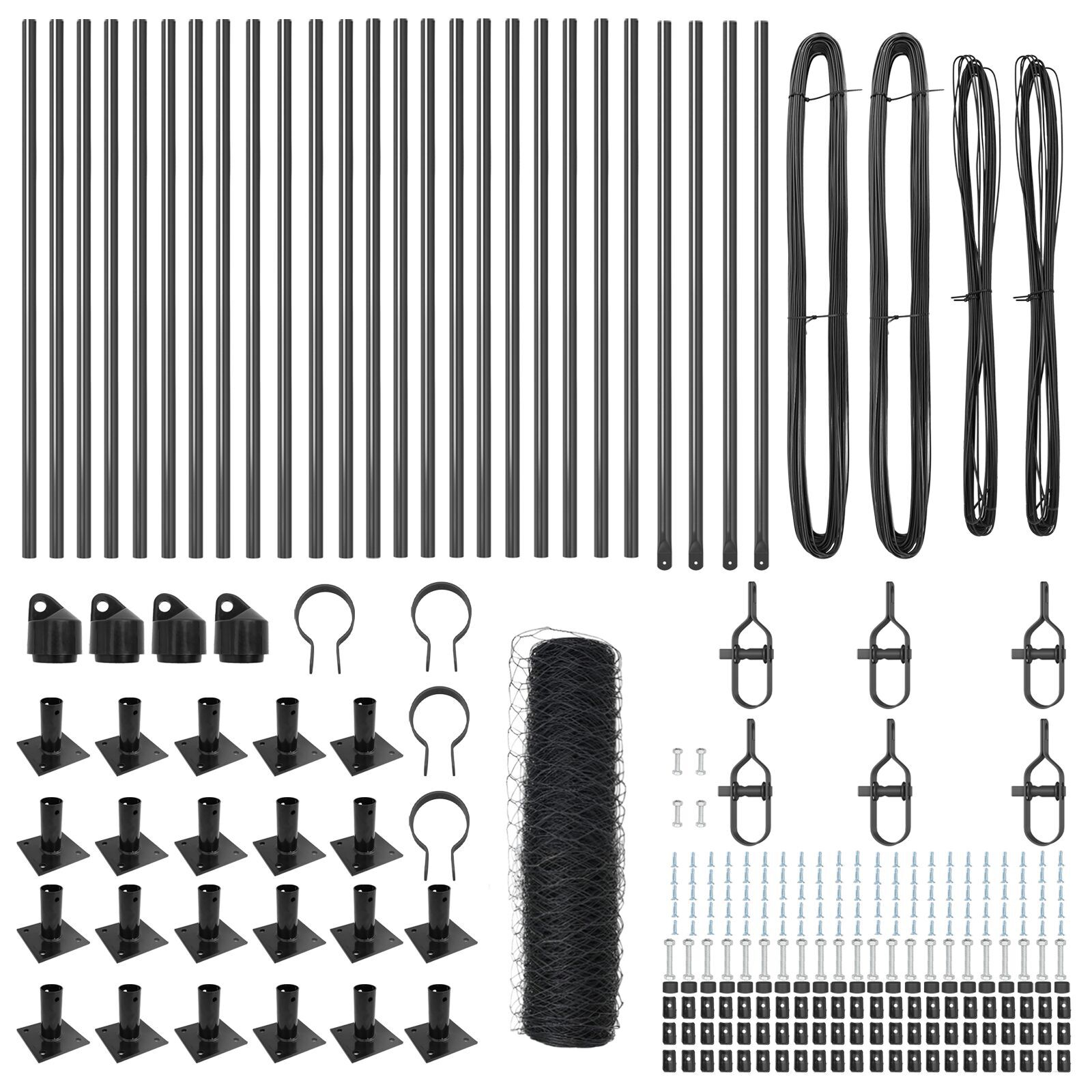 Gard Hexagonal  Gri 0.5x50 m Oțel, Stâlpi de Gard  cu Plăci de Bază 13 pcs Ø32mm 70cm Oțel Galvanizat GartenMobel Dekor