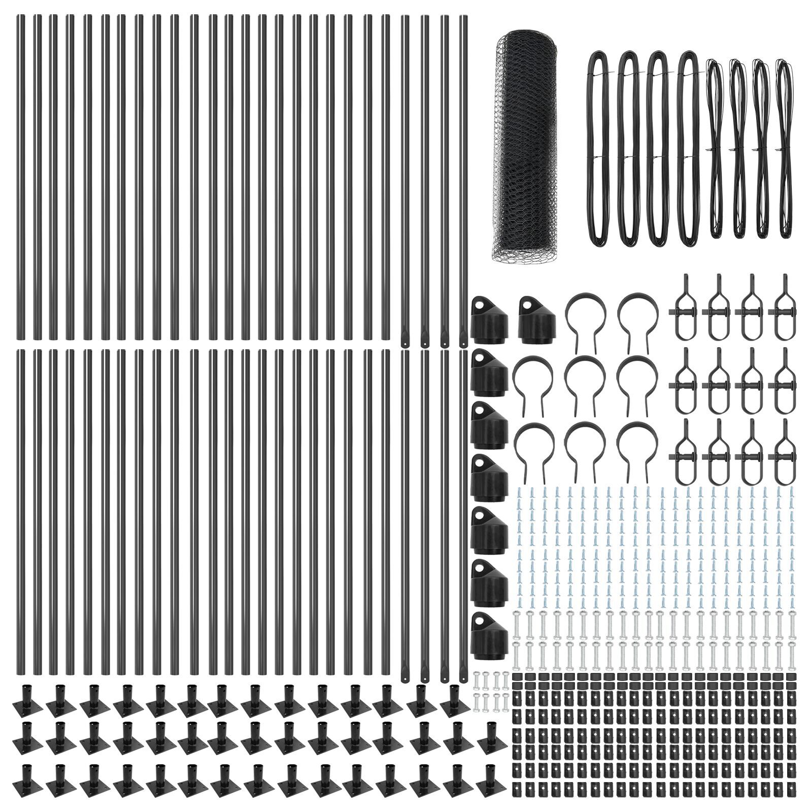 Gard Hexagonal  Gri 0.6x100 m Oțel, Stâlpi Gard  cu Păsări 13 piese Ø32mm 70cm Oțel Galvanizat GartenMobel Dekor