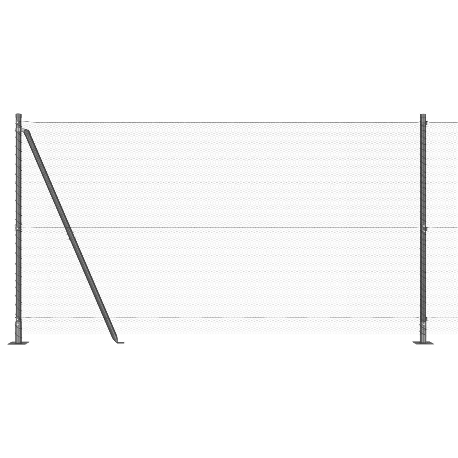 Gard Hexagonal  Gri 1.2x100 m Oțel, Stâlpi de Gard  cu Bază de 13 buc Ø32mm 68.5cm Oțel Zincat GartenMobel Dekor