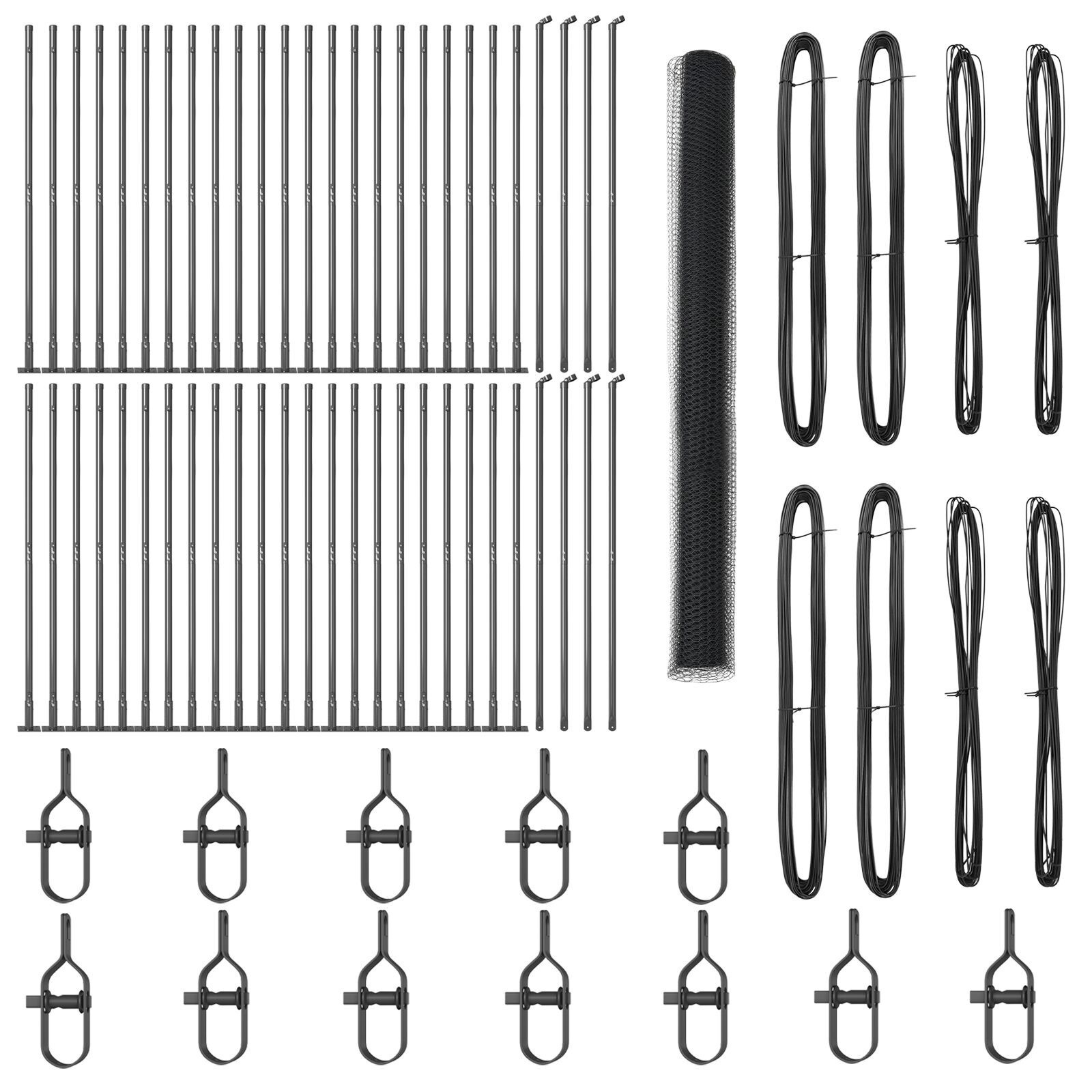 Gard Hexagonal Gri 1.5 x 100 m Oțel, Stâlpi Gard cu Plăci de Bază 13 pcs Ø32mm 83.5cm Oțel Galvanizat GartenMobel Dekor