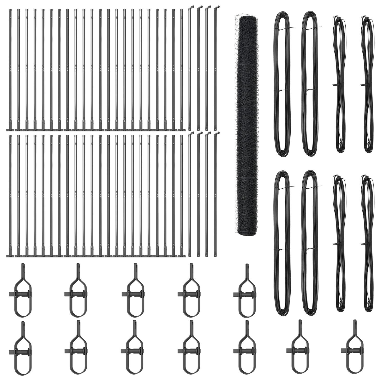 Gard Hexagonal  Gri 1.5x100 m Oțel, Posturi de gard  cu plăci de bază 13 buc Ø32mm 83.5cm Oțel galvanizat GartenMobel Dekor