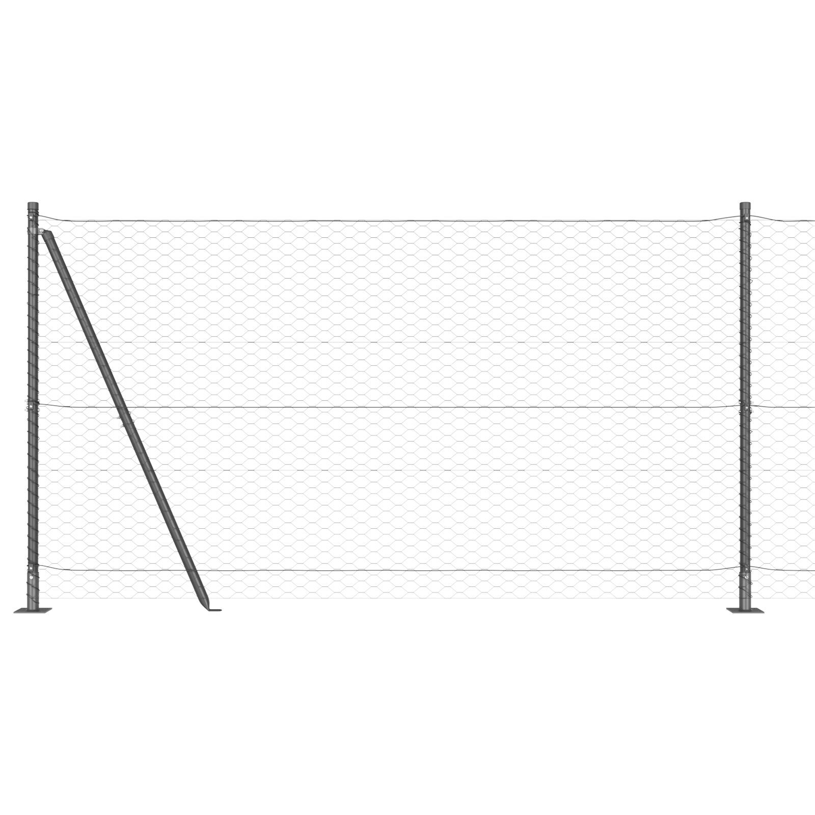 Gard Hexagonal Gri  1,5x50 m Oțel, Stâlpi de Gard  cu Plăci de Bază 13 pcs Ø32mm 83,5cm Oțel Galvanizat GartenMobel Dekor