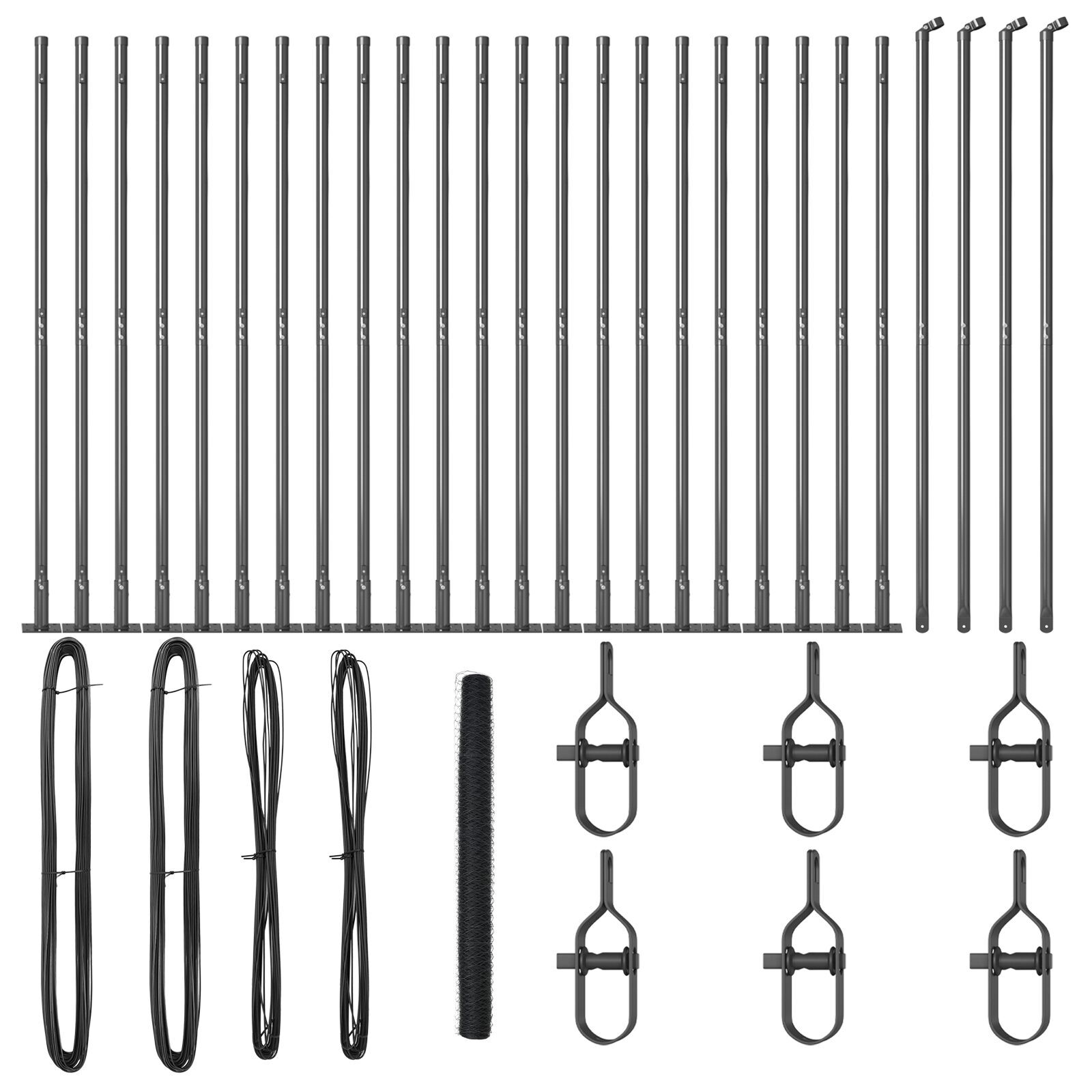 Gard Hexagonal Gri  1,5x50 m Oțel, Stâlpi de Gard  cu Plăci de Bază 13 pcs Ø32mm 83,5cm Oțel Galvanizat GartenMobel Dekor