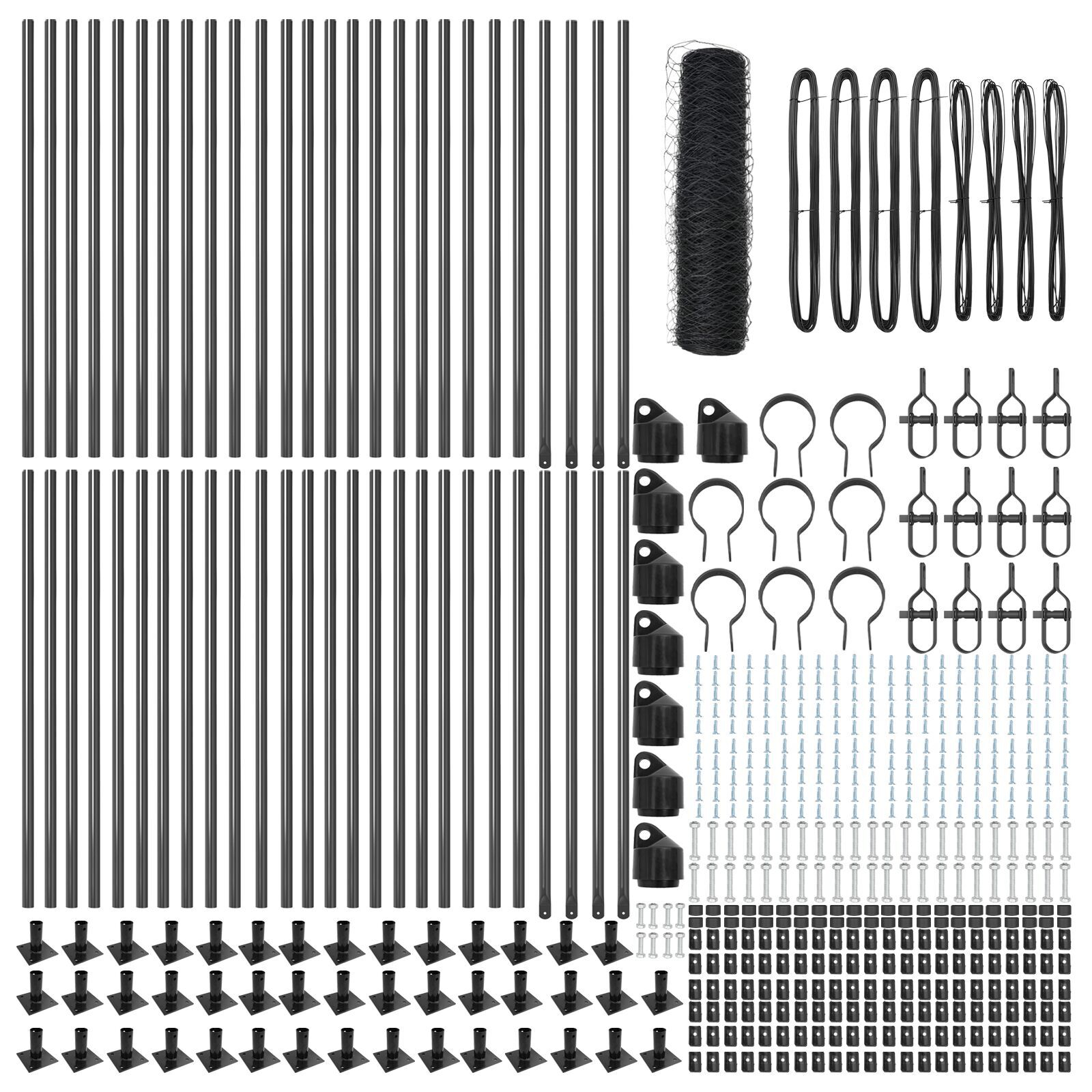 Gard Hexagonal Gri 0.8x100 m Oțel , Stâlpi de Gard cu Plăci de Bază 13 buc Ø32mm 90cm Oțel Galvanizat  GartenMobel Dekor