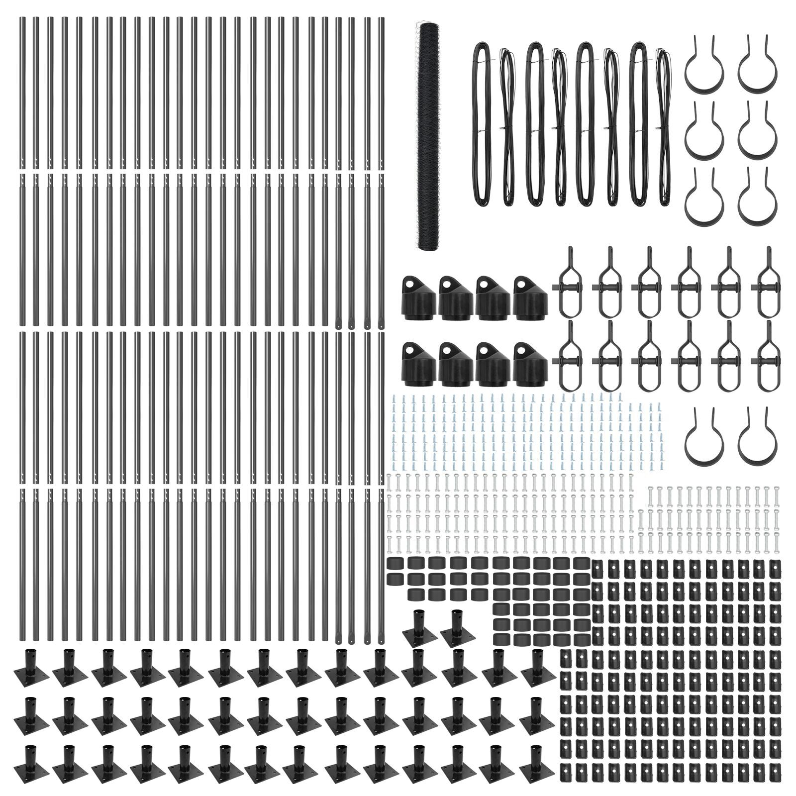 Gard hexagonal Gri 1.5x100 m Oțel, Stâlpi cu plăci de bază 13 buc Ø32mm 83.5cm Oțel galvanizat GartenMobel Dekor