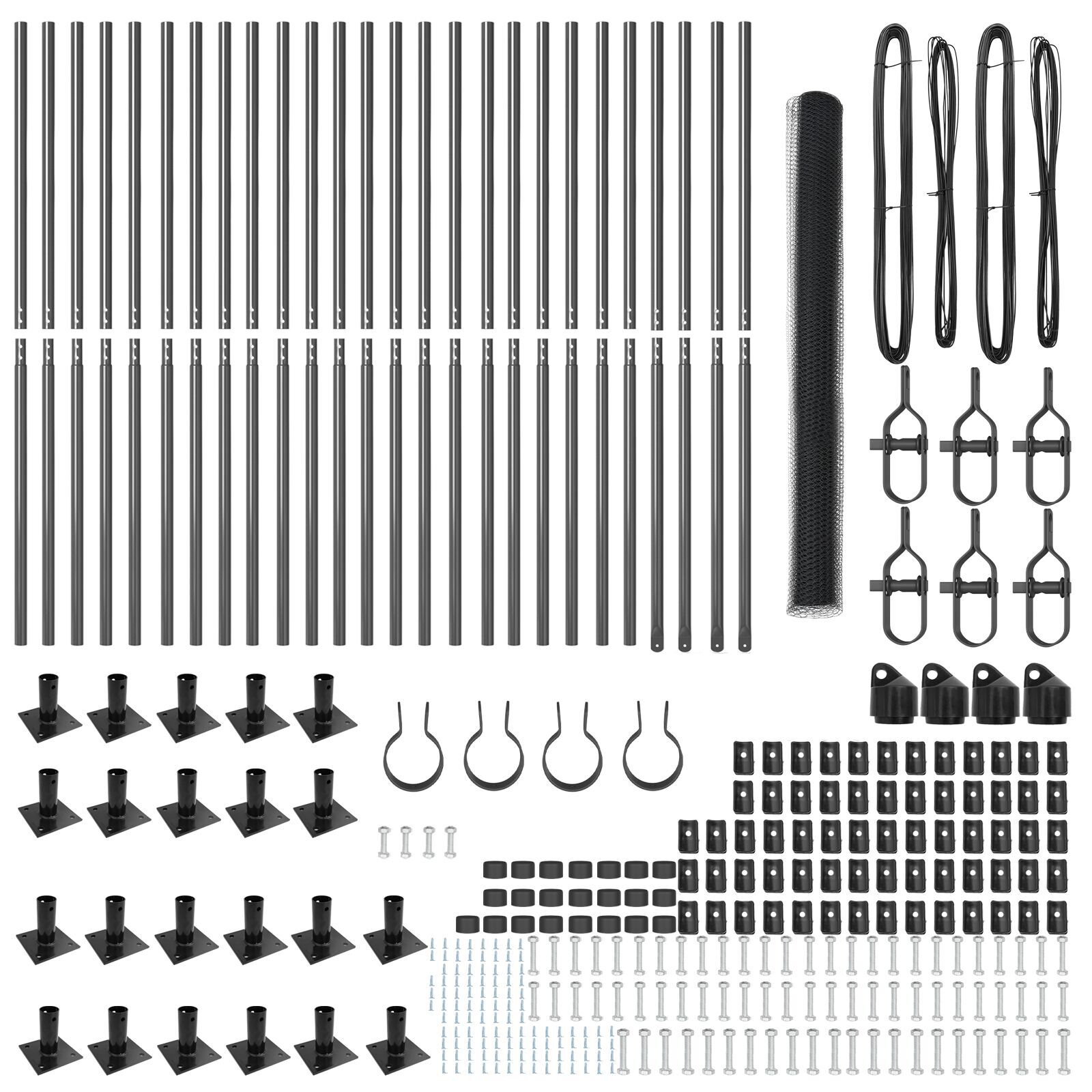 Gard hexagonal  gri 1,6x50 m din oțel, Posturi de gard  cu plăci de bază 13 buc Ø32mm 88,5cm din oțel galvanizat GartenMobel Dekor